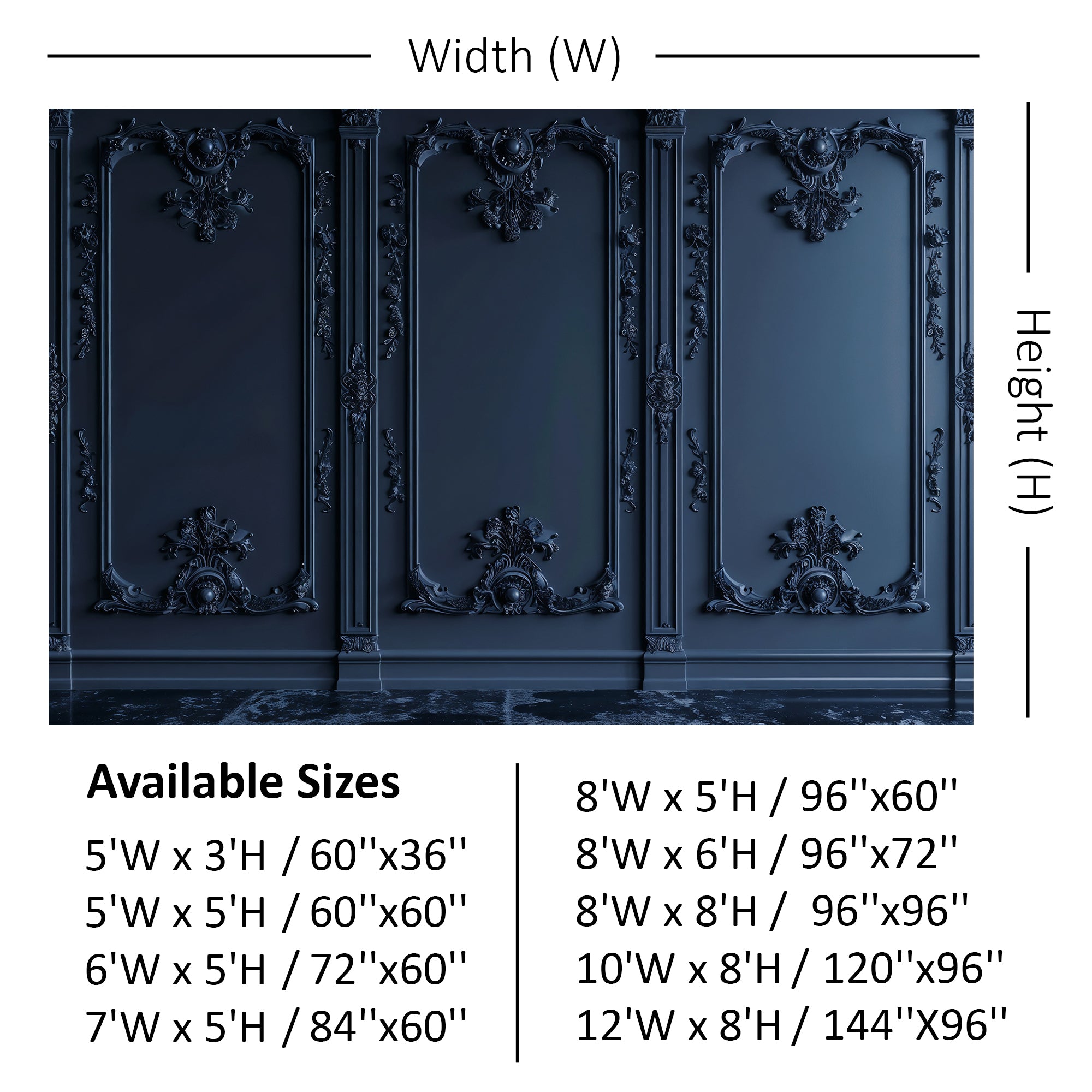 Dark Blue Victorian Panels Backdrop