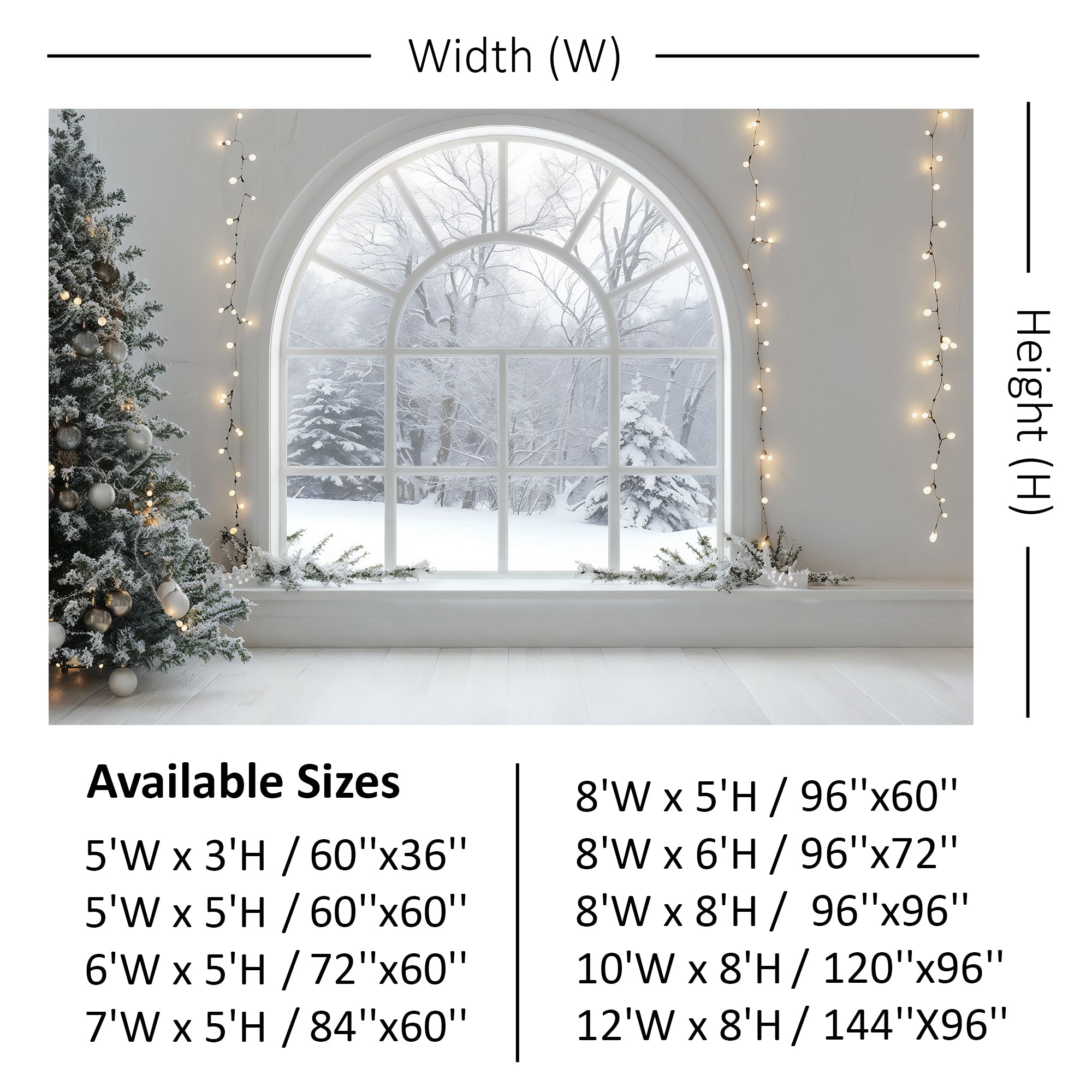 Snowy Window Christmas Scene Backdrop