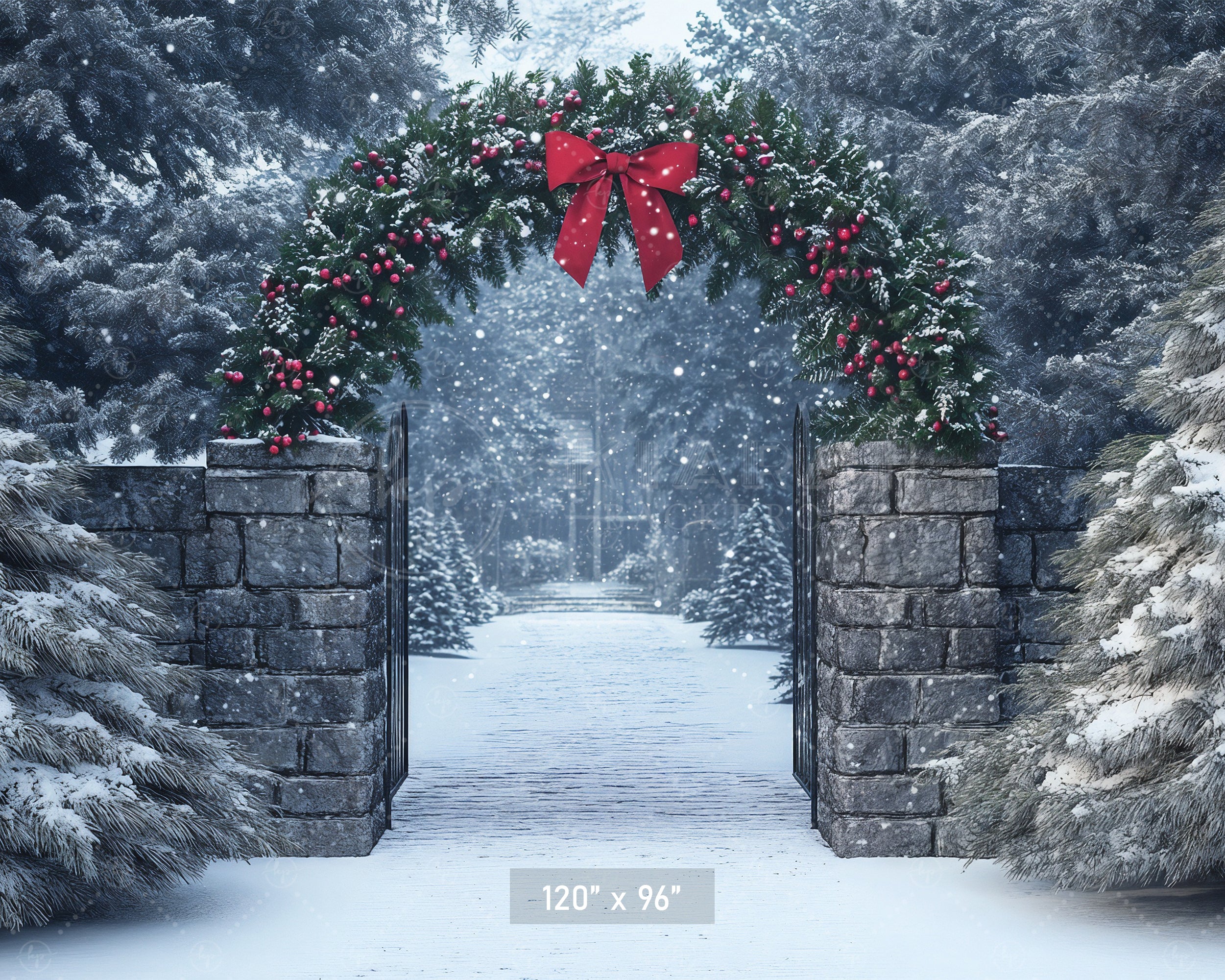 Christmas Wreath Archway Backdrop