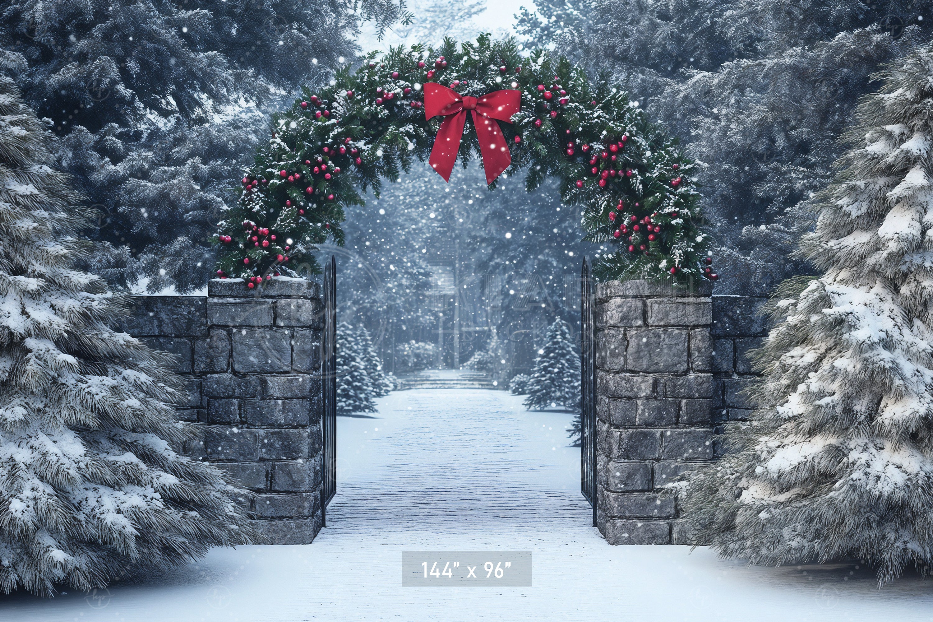 Christmas Wreath Archway Backdrop