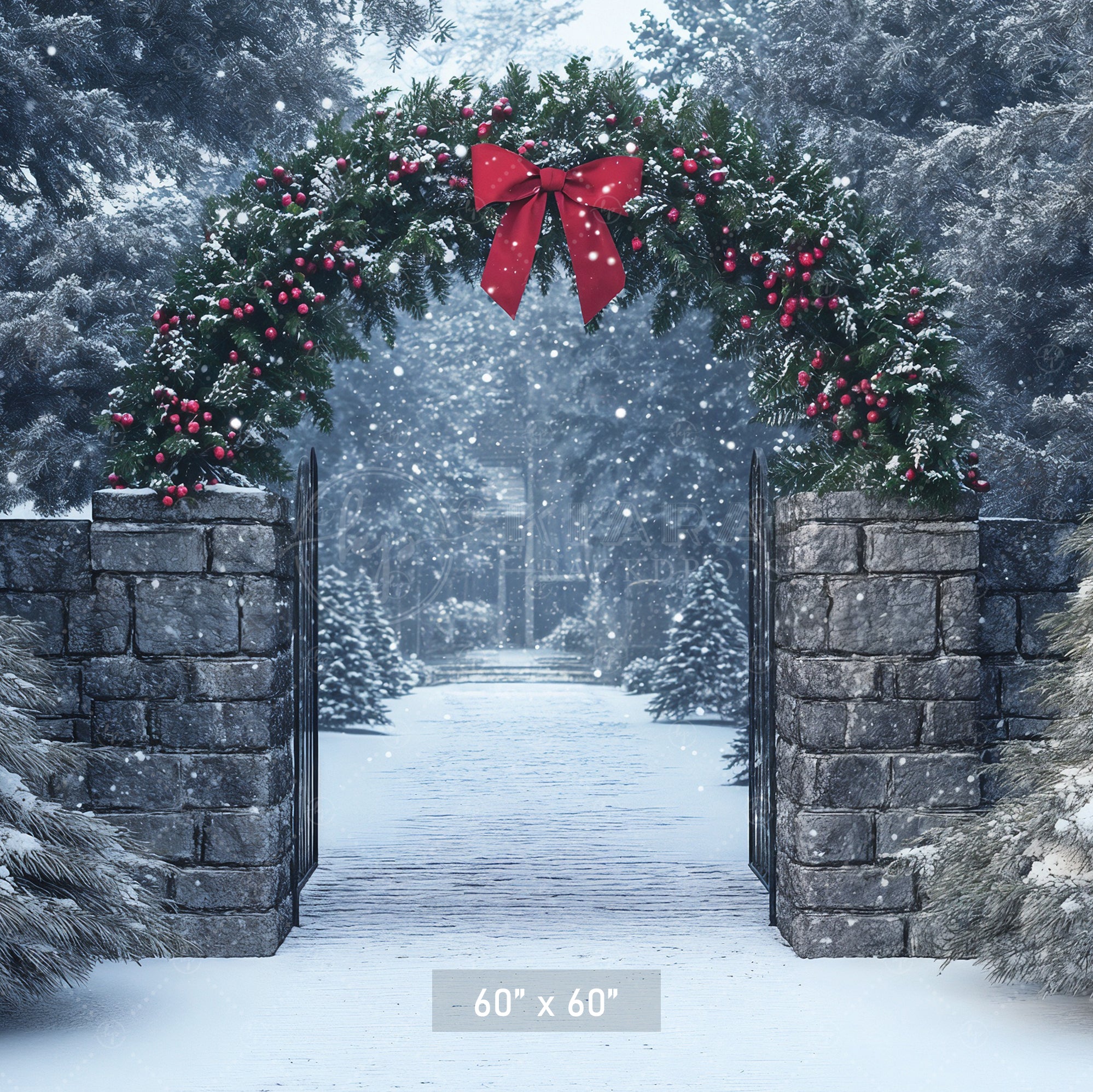 Christmas Wreath Archway Backdrop