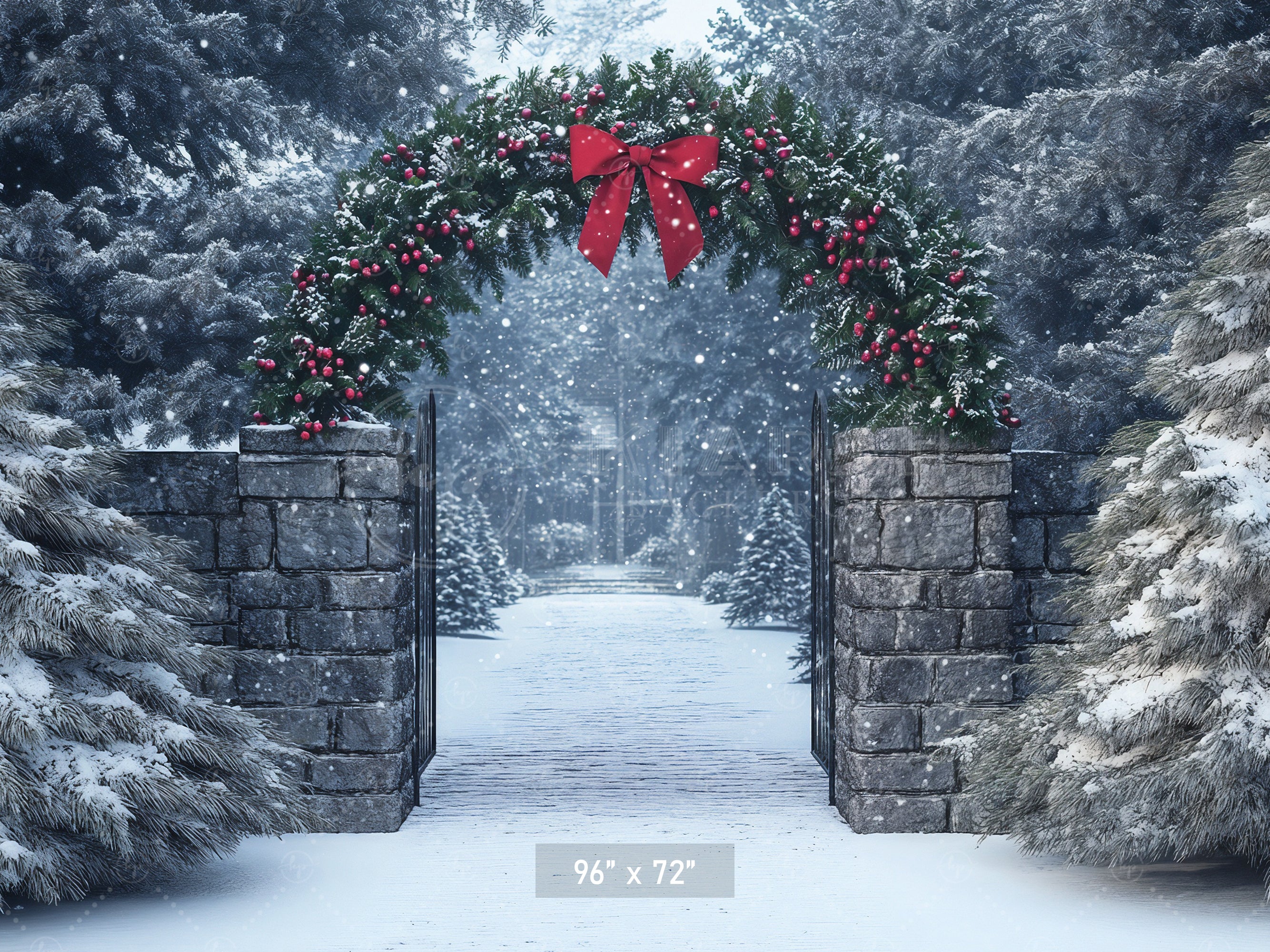 Christmas Wreath Archway Backdrop