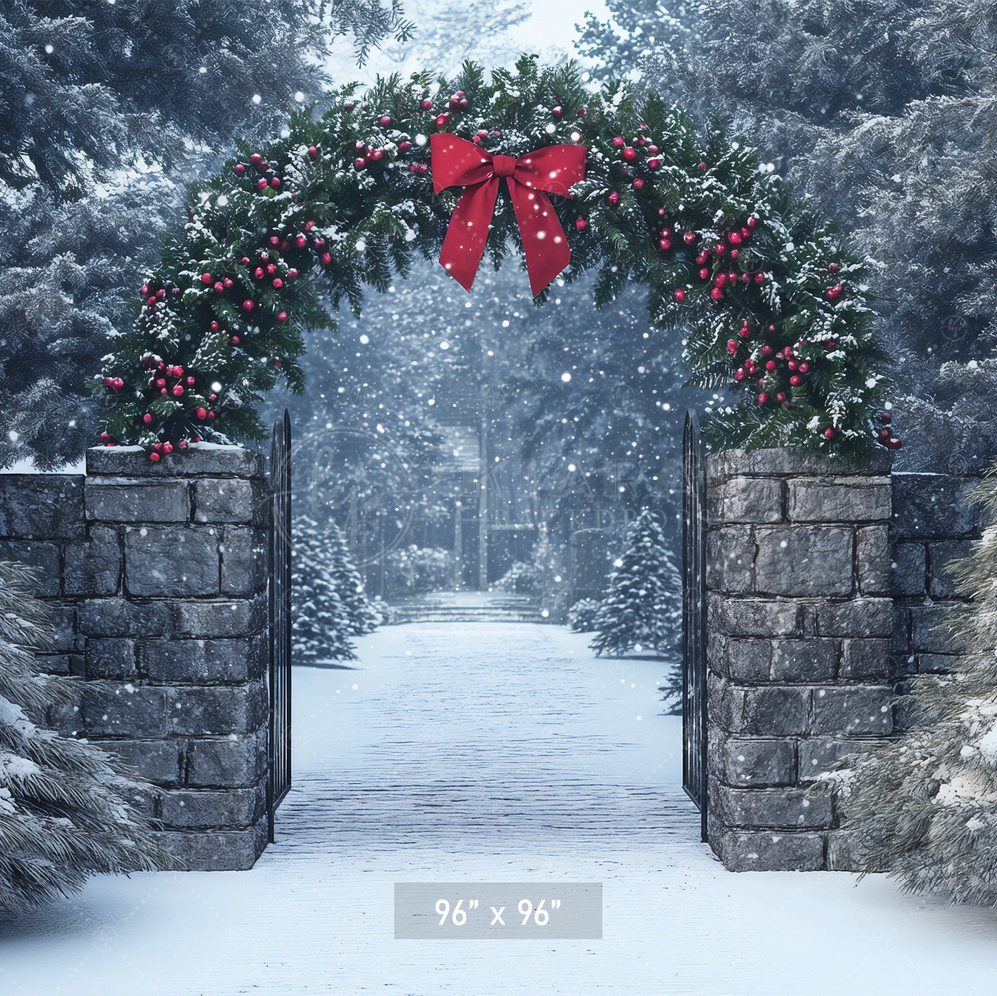 Christmas Wreath Archway Backdrop