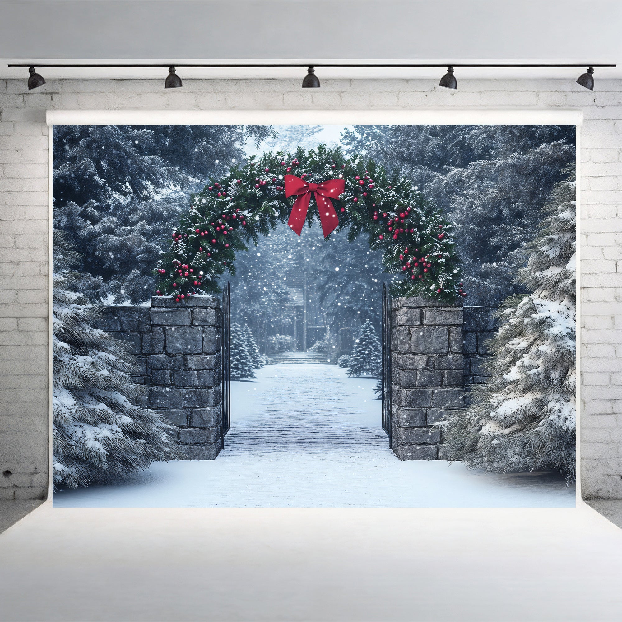 Christmas Wreath Archway Backdrop