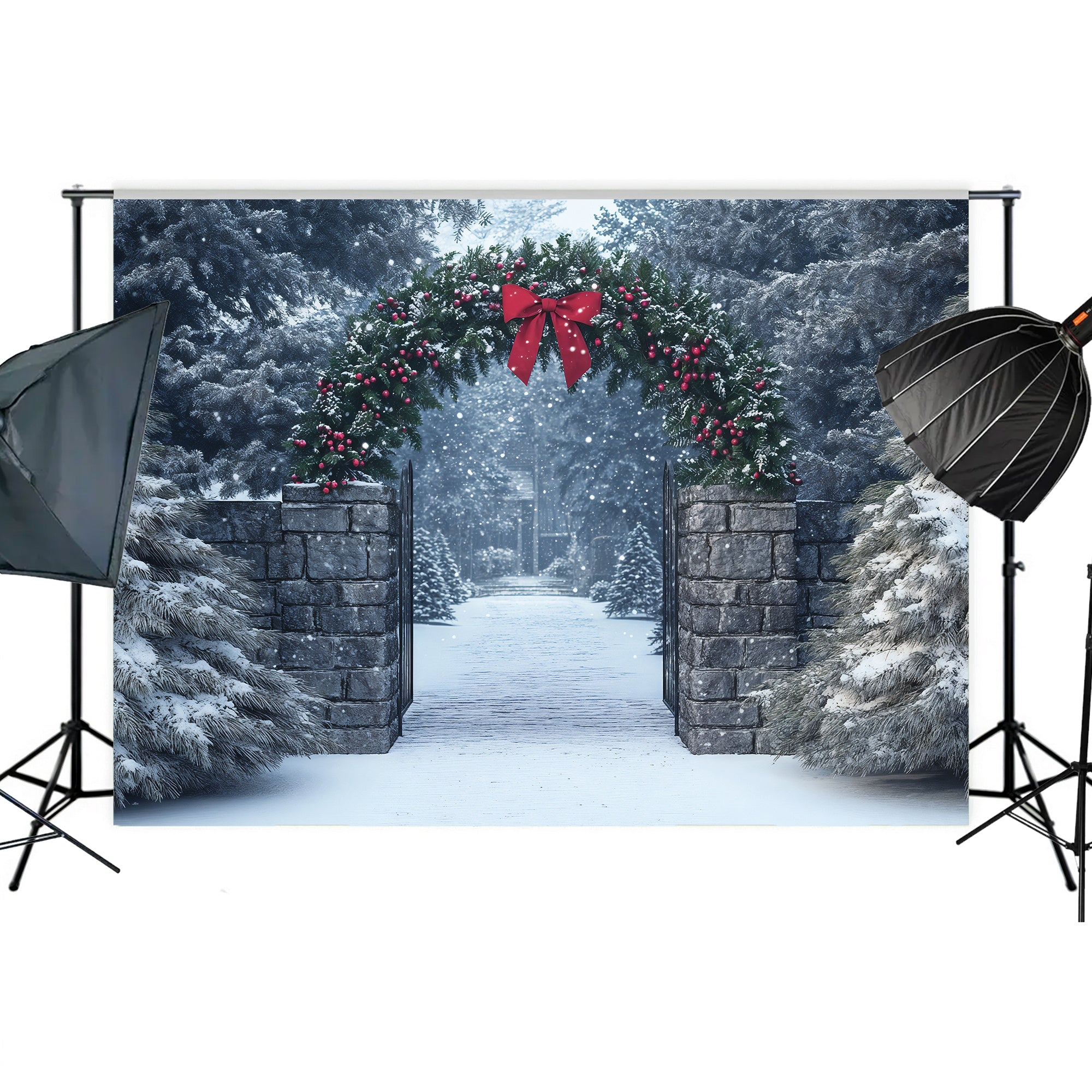 Christmas Wreath Archway Backdrop