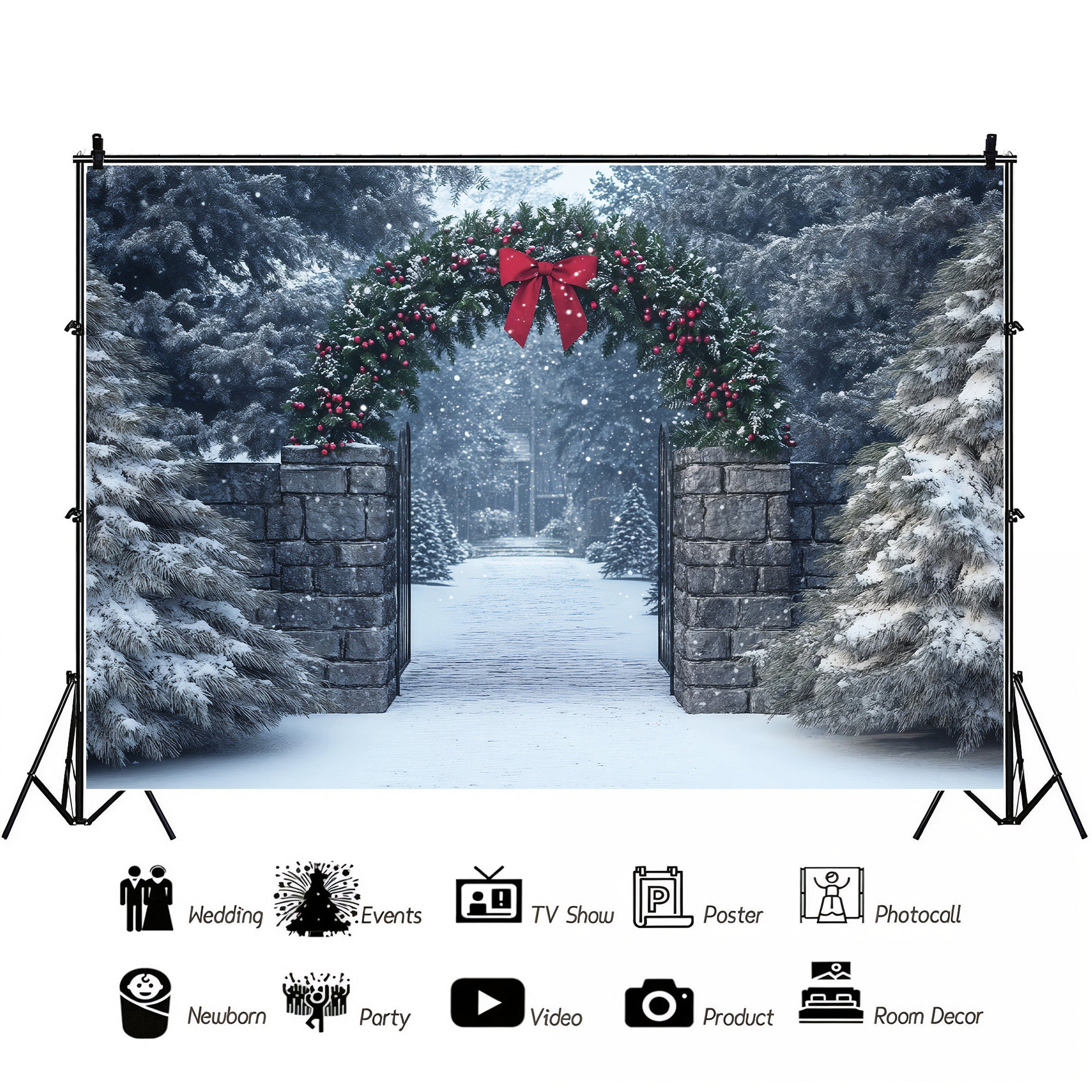 Christmas Wreath Archway Backdrop