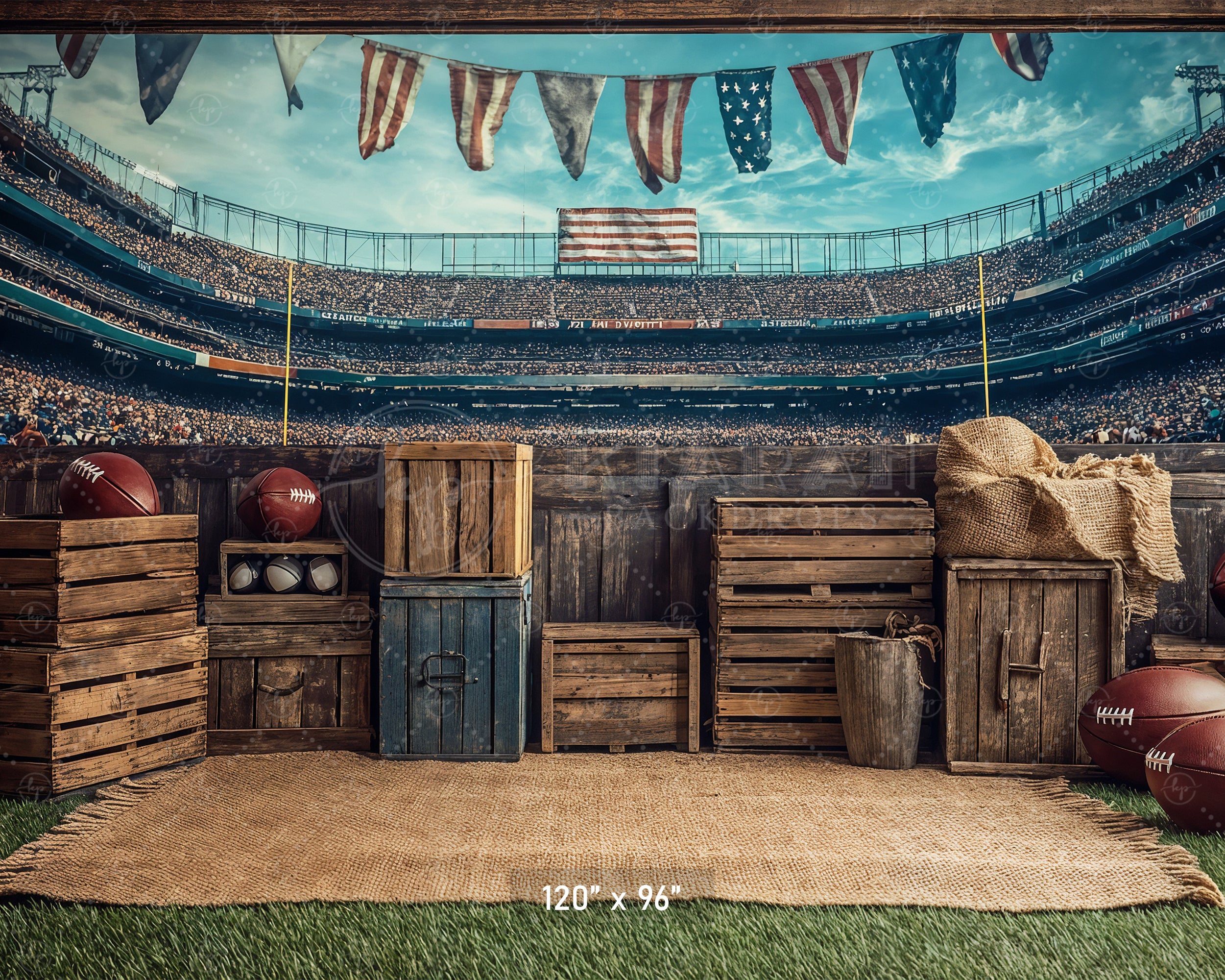 Football Stadium Rustic Sideline Backdrop