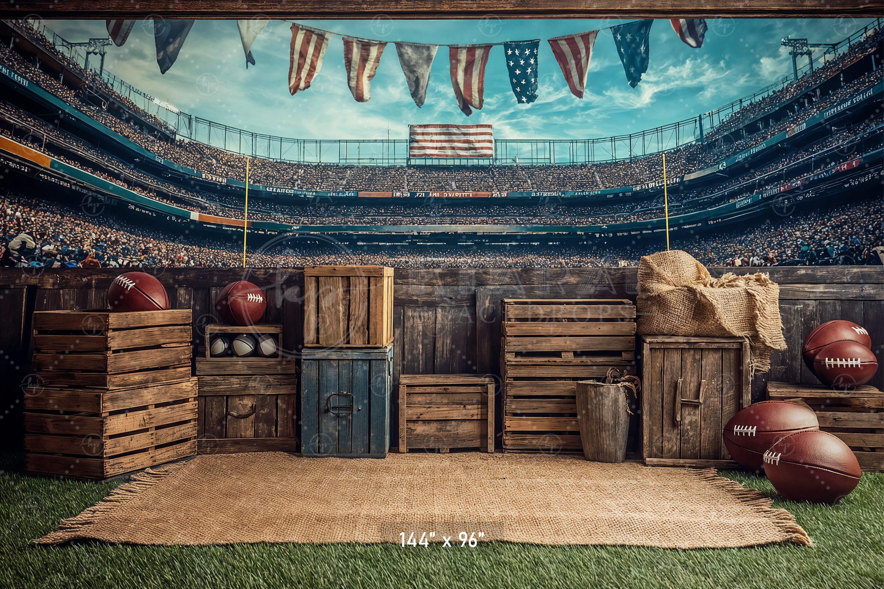 Football Stadium Rustic Sideline Backdrop