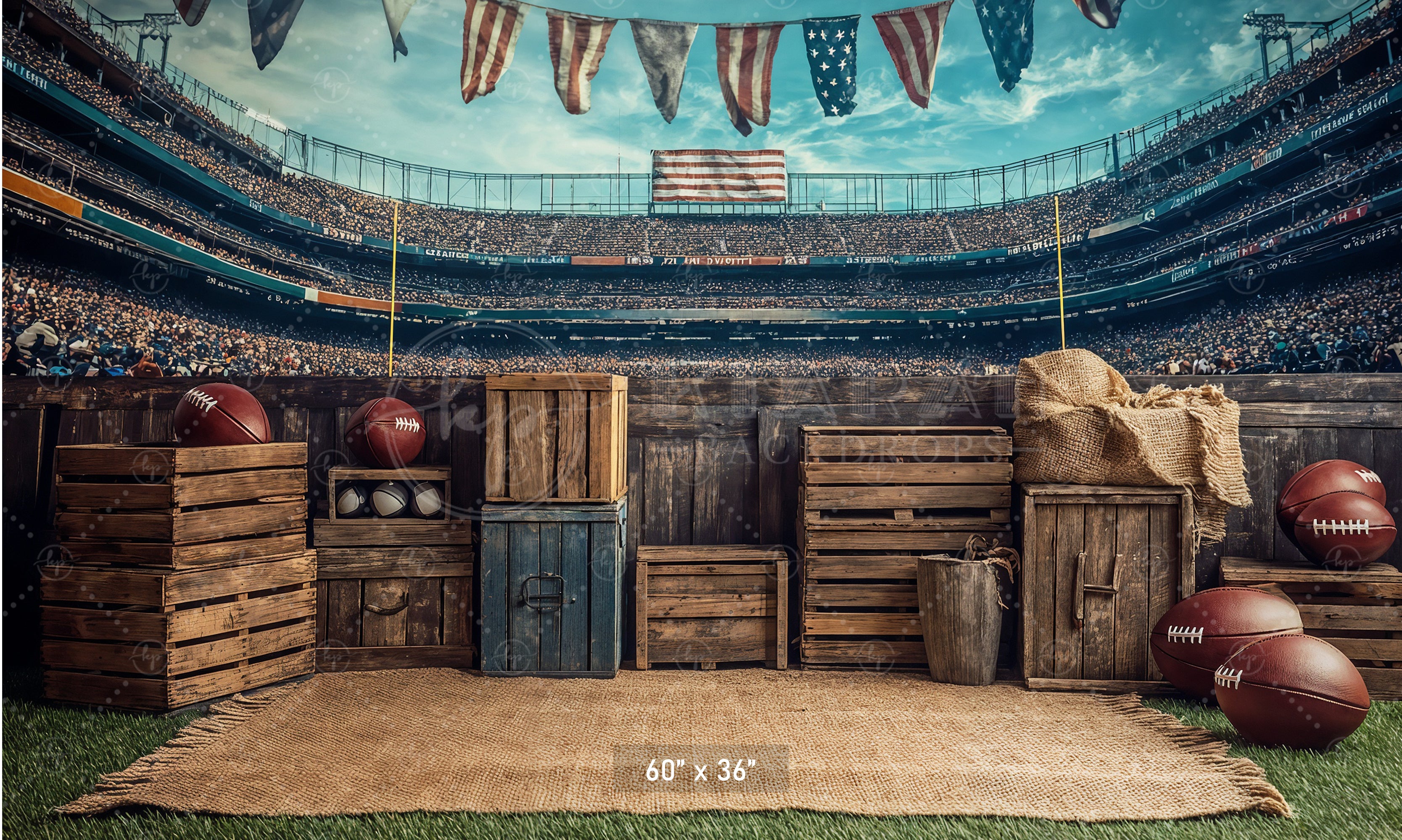 Football Stadium Rustic Sideline Backdrop