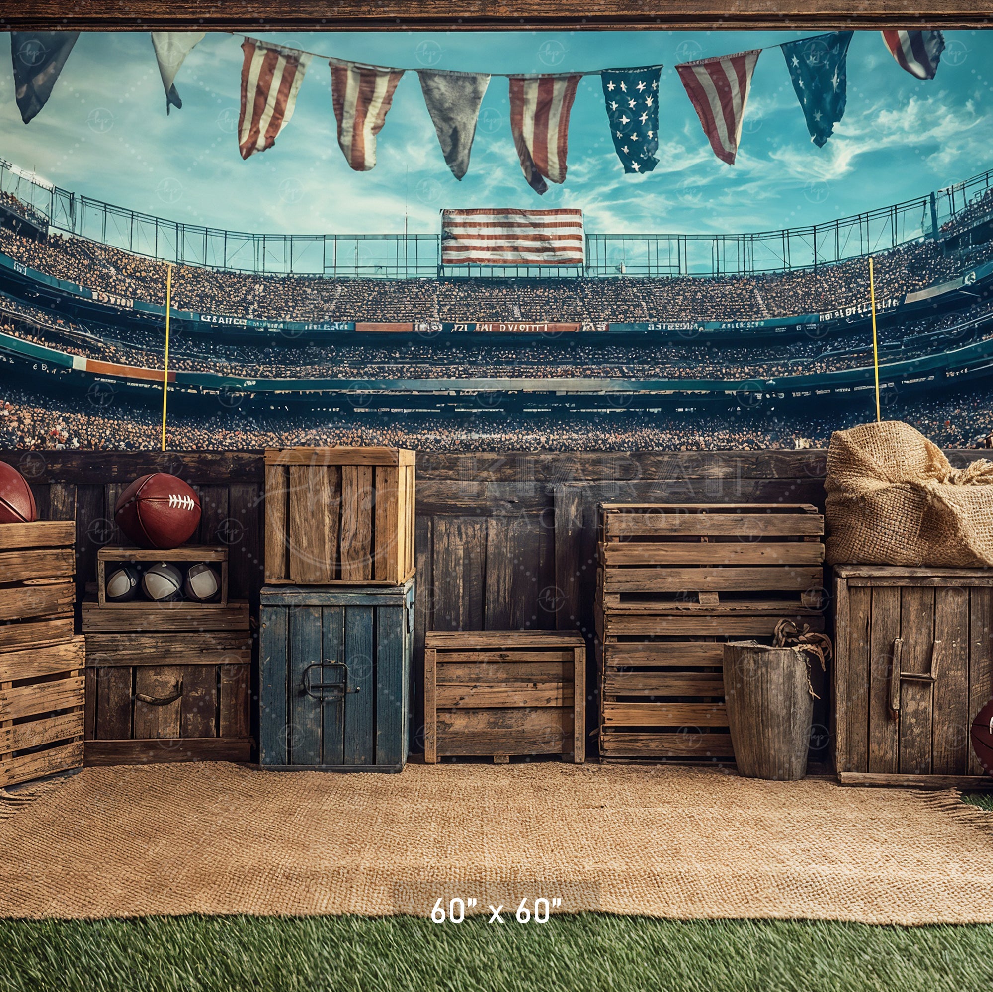 Football Stadium Rustic Sideline Backdrop