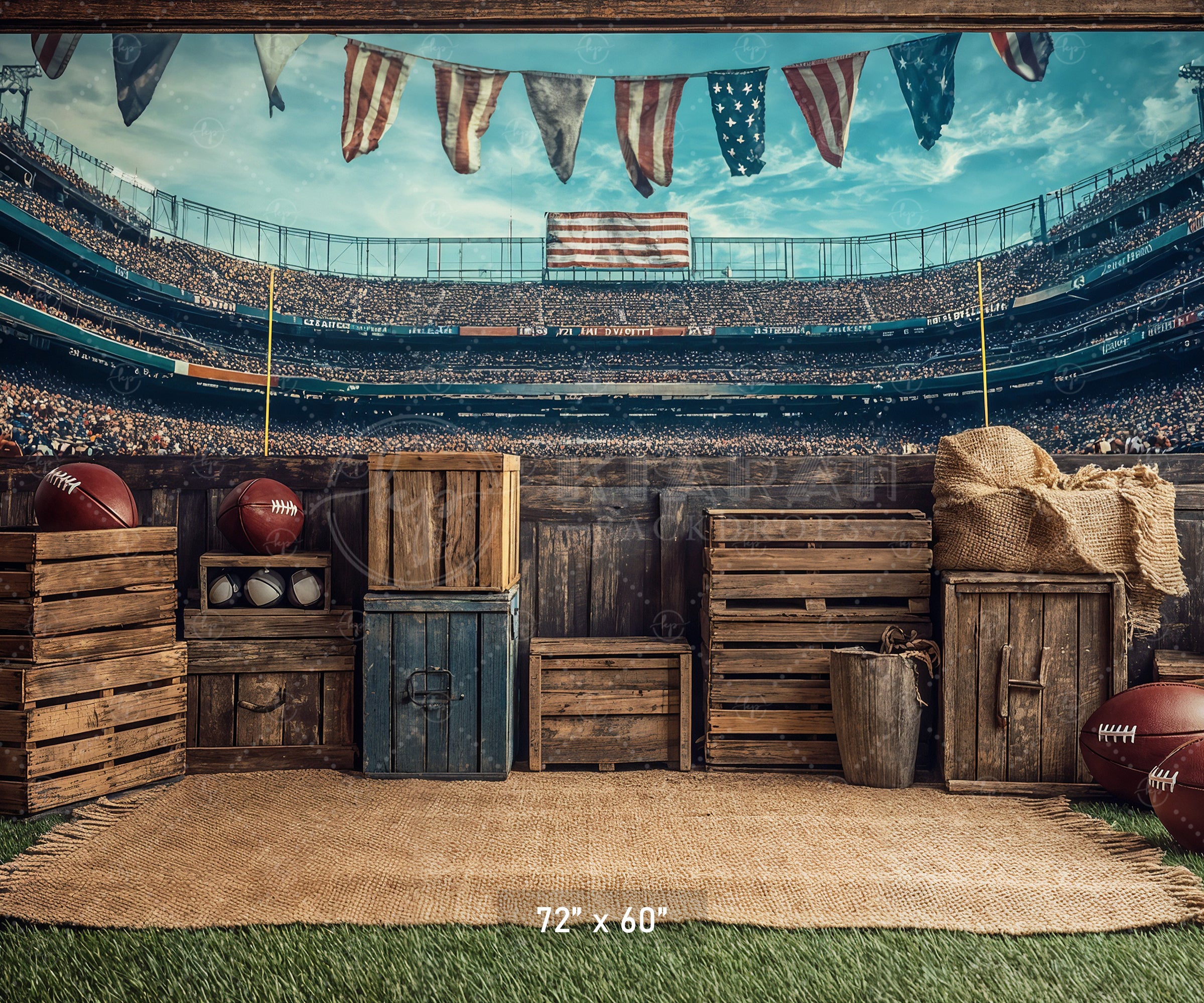 Football Stadium Rustic Sideline Backdrop