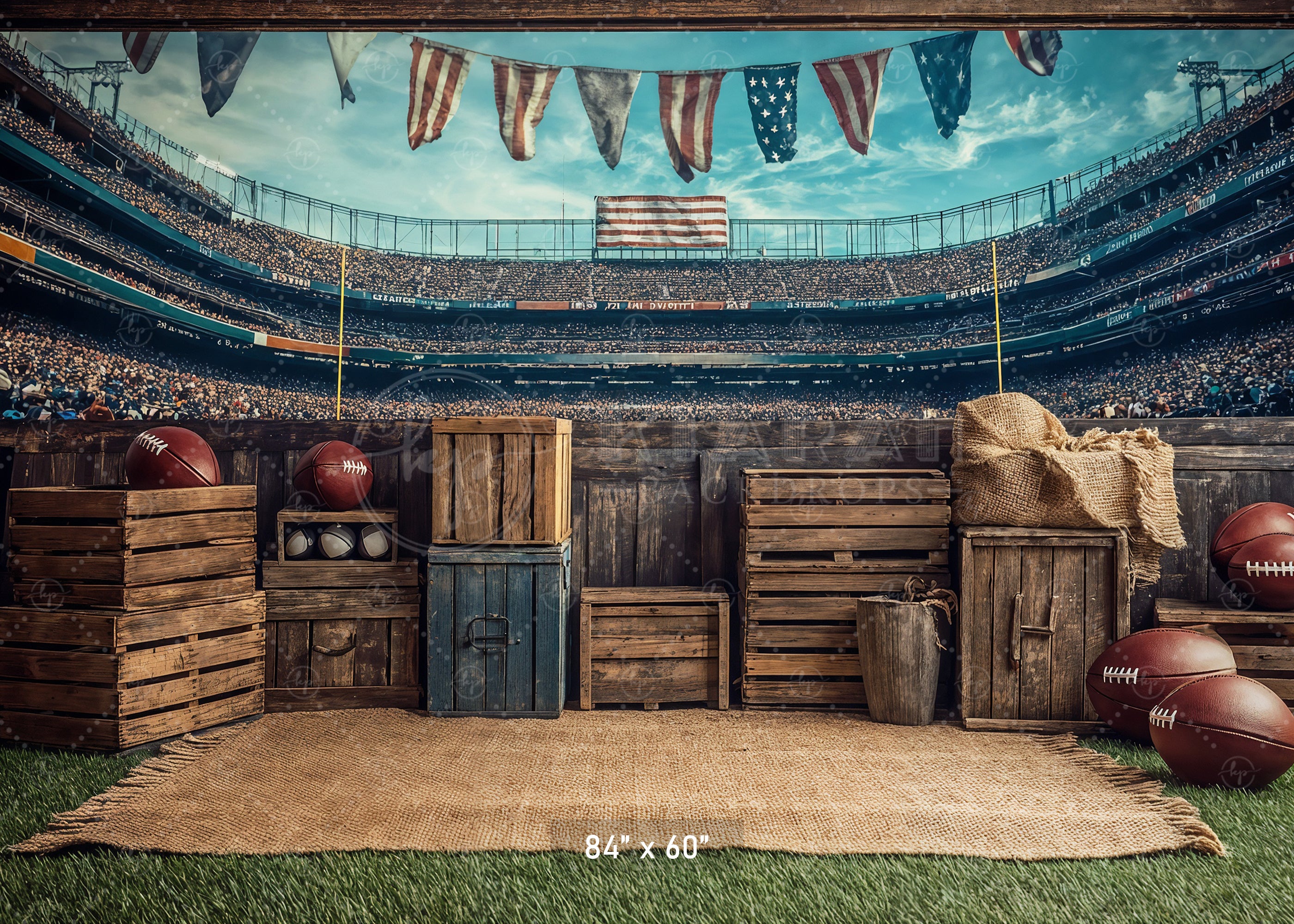 Football Stadium Rustic Sideline Backdrop