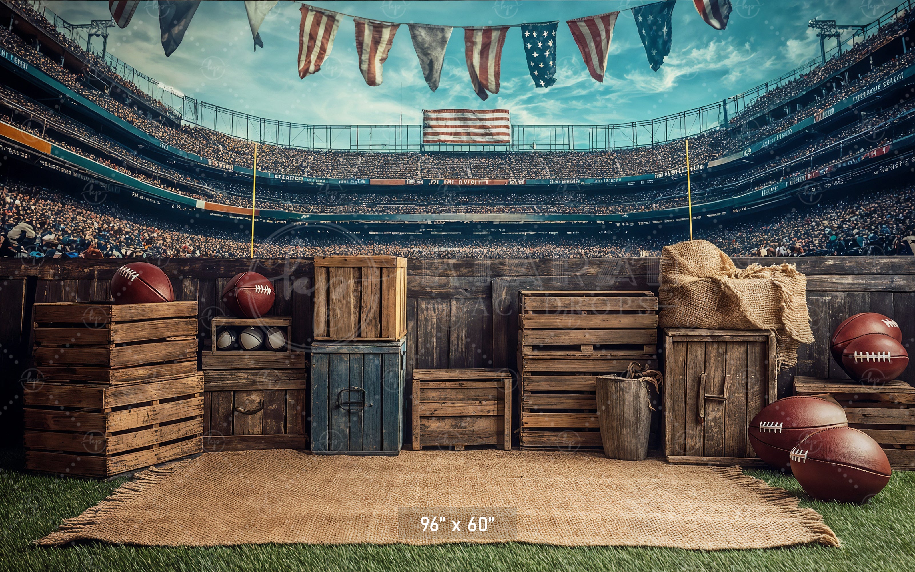 Football Stadium Rustic Sideline Backdrop
