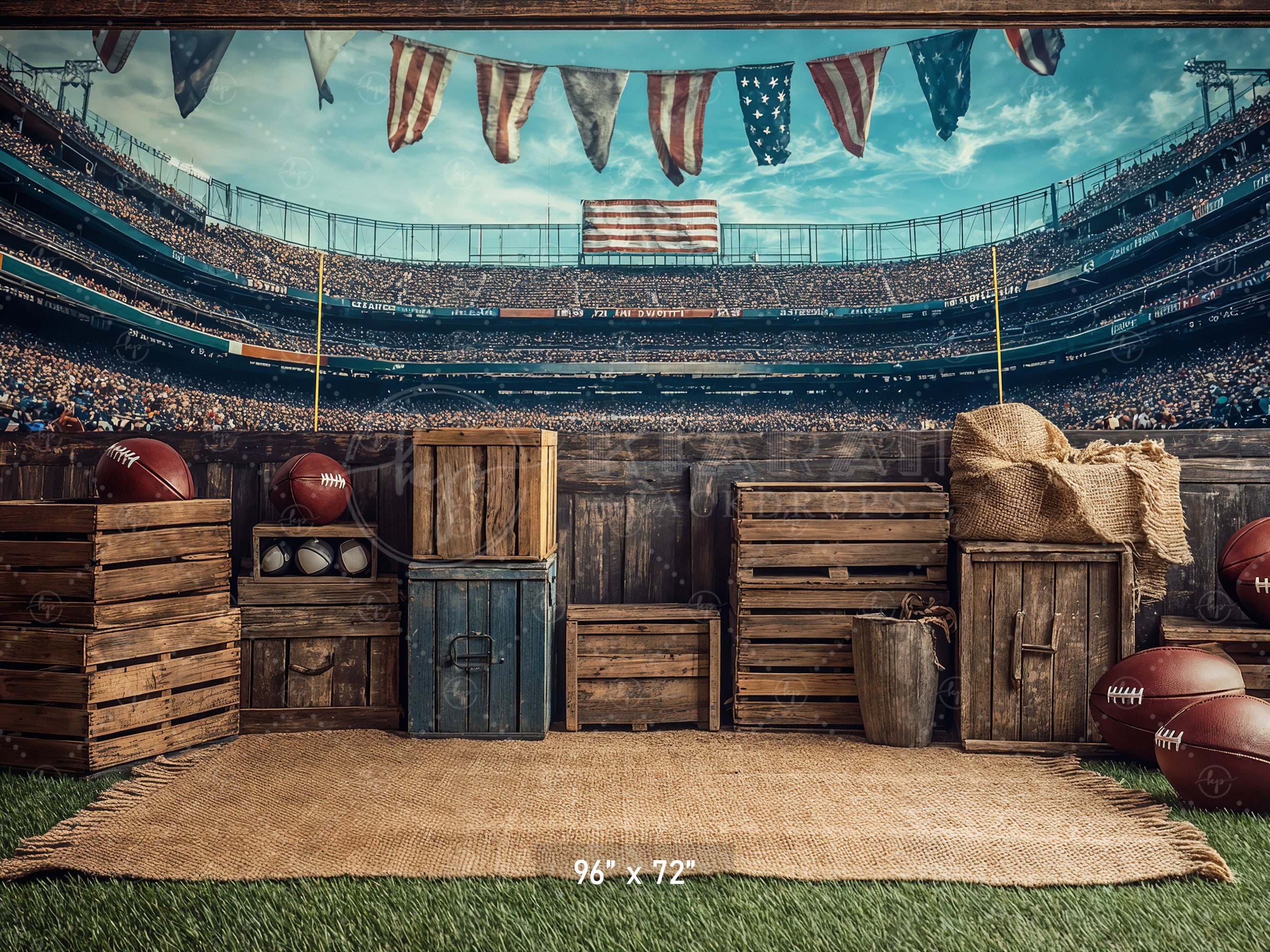 Football Stadium Rustic Sideline Backdrop