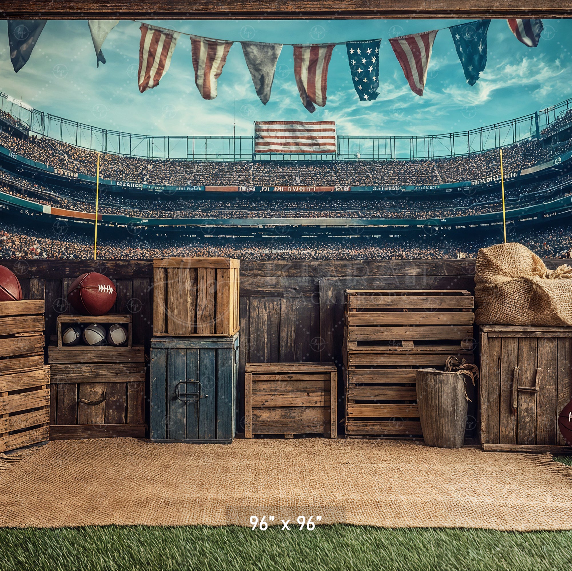 Football Stadium Rustic Sideline Backdrop