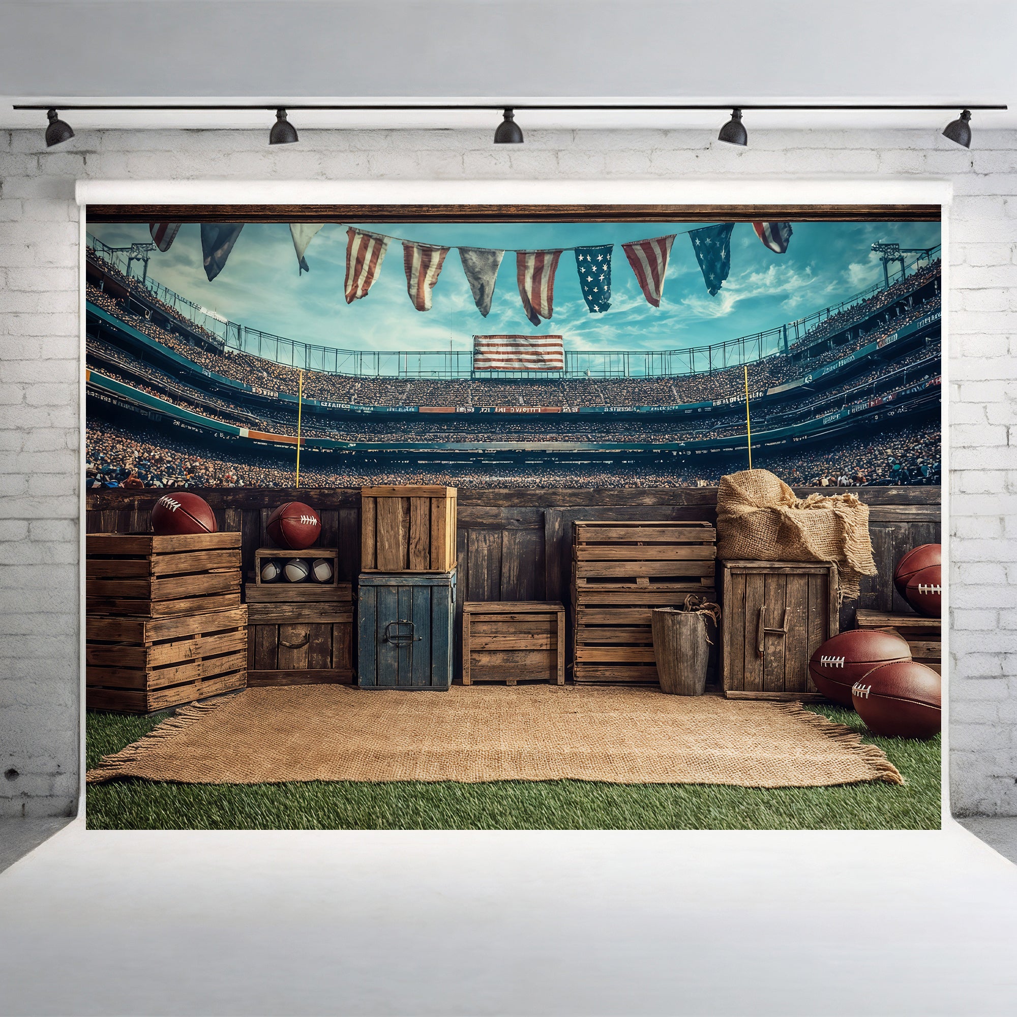 Football Stadium Rustic Sideline Backdrop