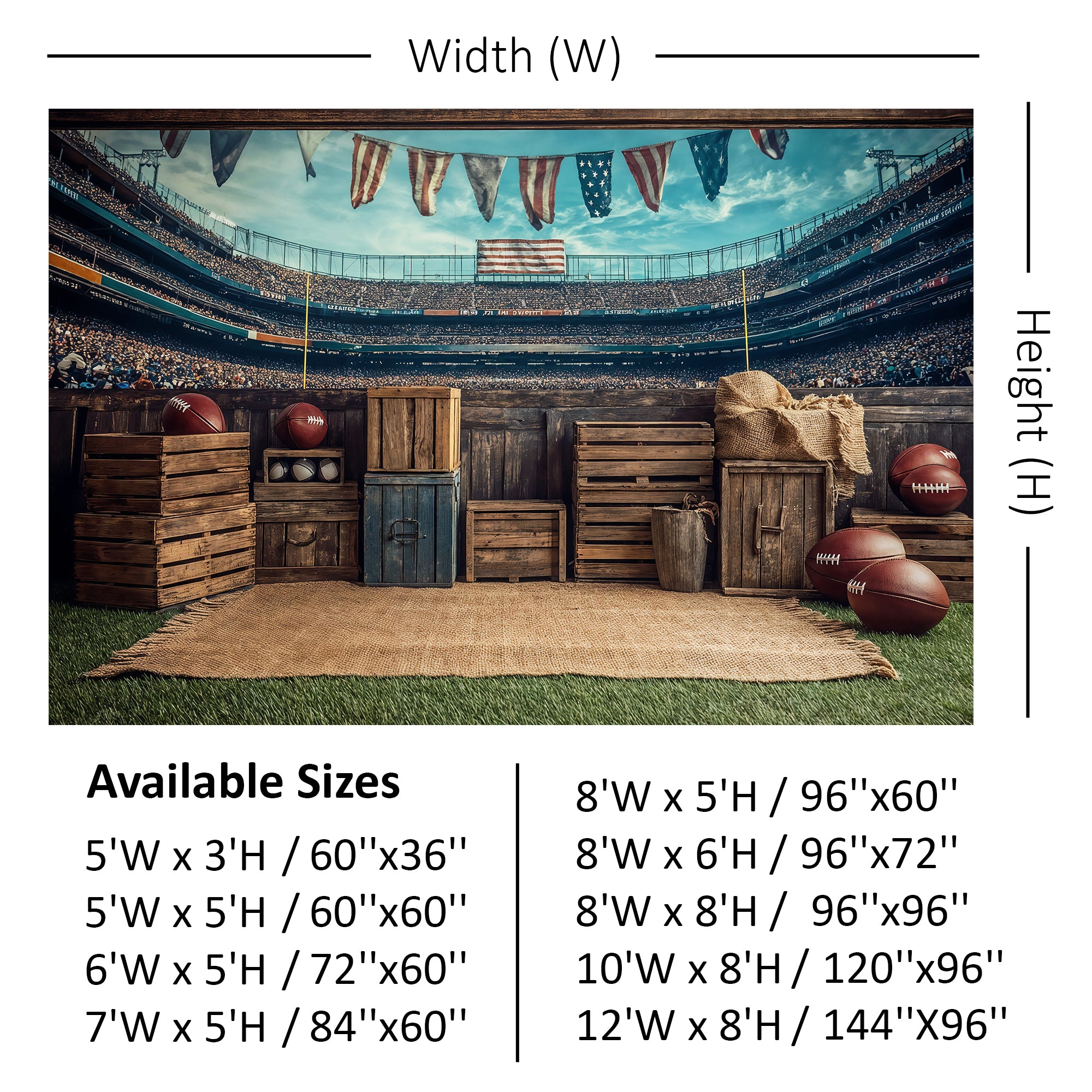 Football Stadium Rustic Sideline Backdrop