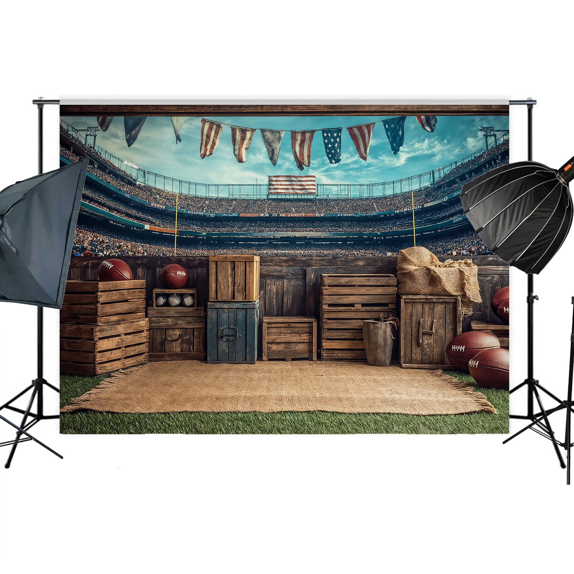 Football Stadium Rustic Sideline Backdrop