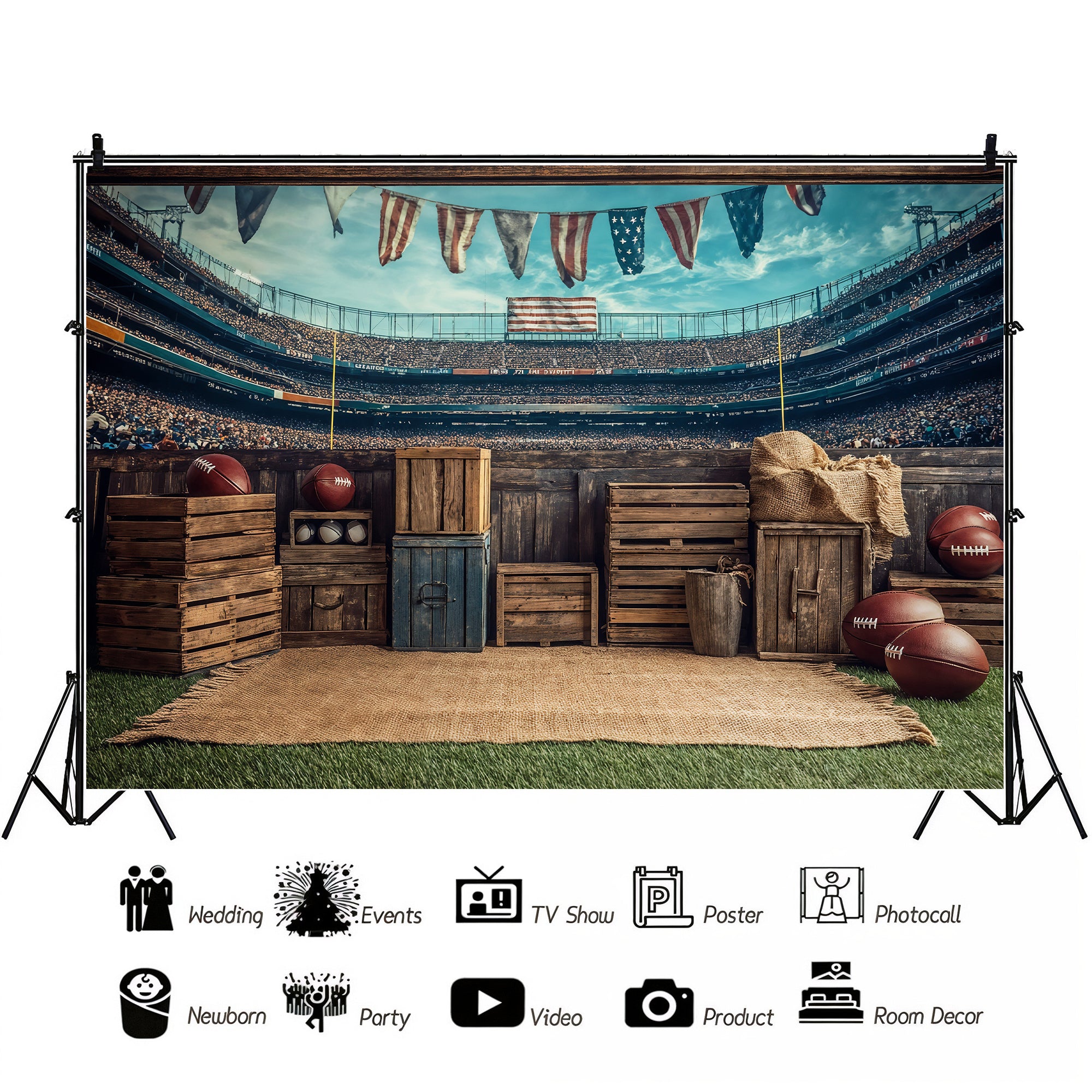 Football Stadium Rustic Sideline Backdrop