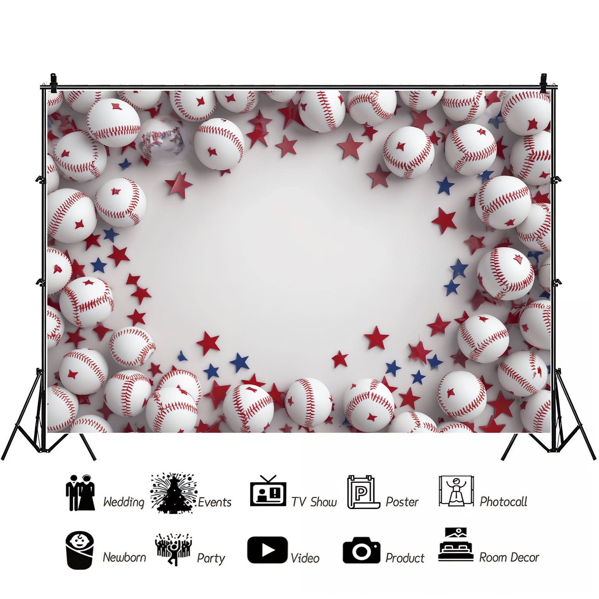 Patriotic Baseball Blast Backdrop