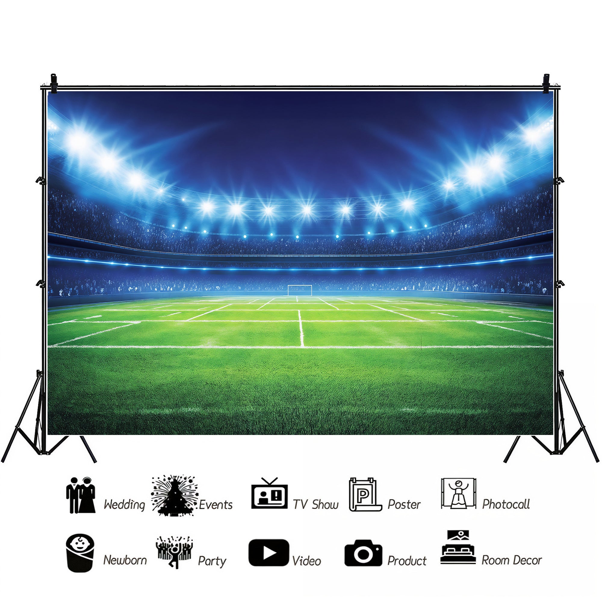 Bright Lights Football Stadium Backdrop