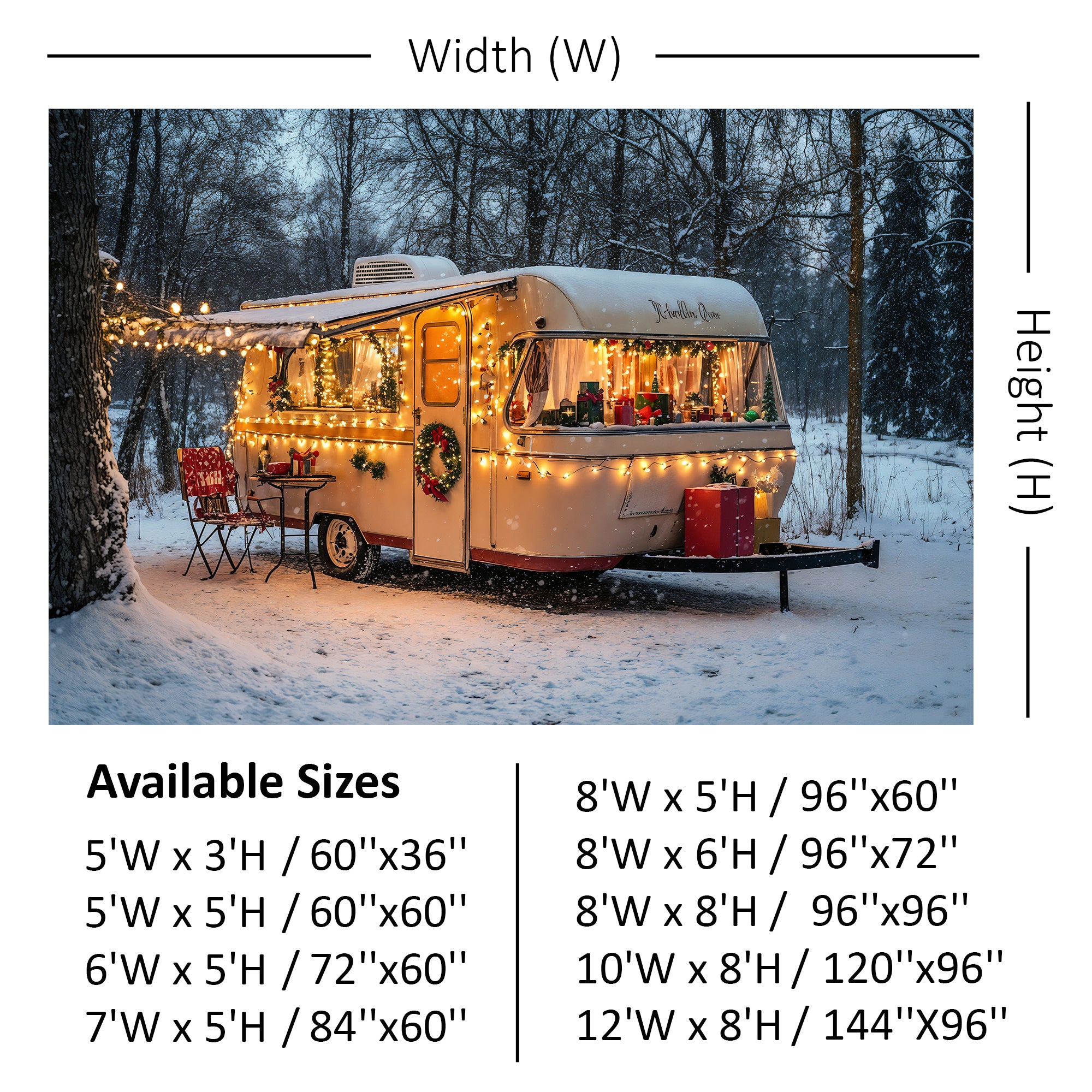 Cozy Christmas Camper Backdrop