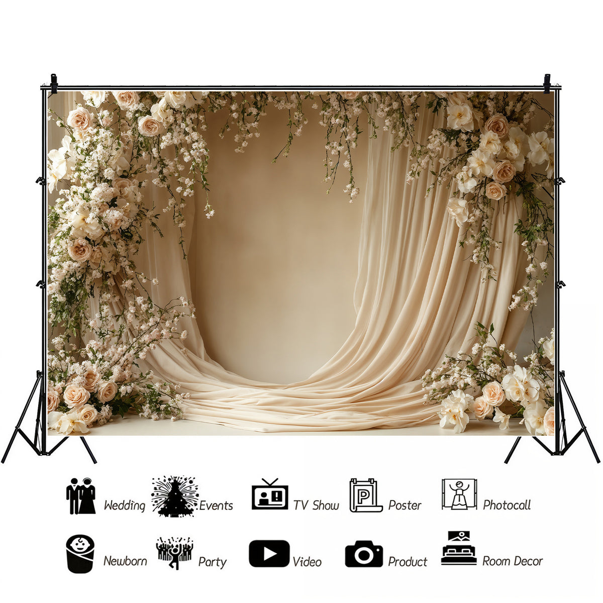Romantic Floral Drape Arch Backdrop – Kiarah Backdrops