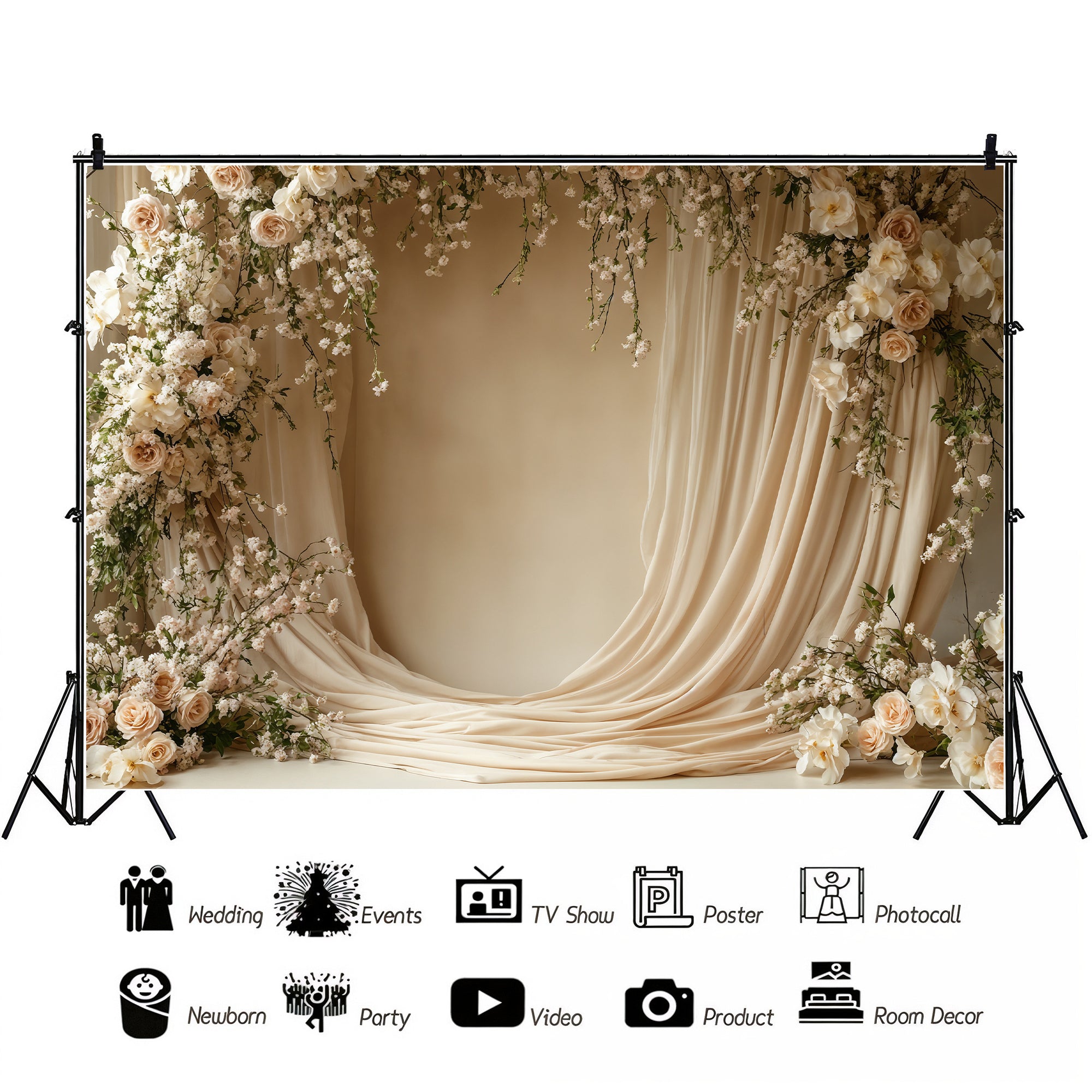 Romantic Floral Drape Arch Backdrop