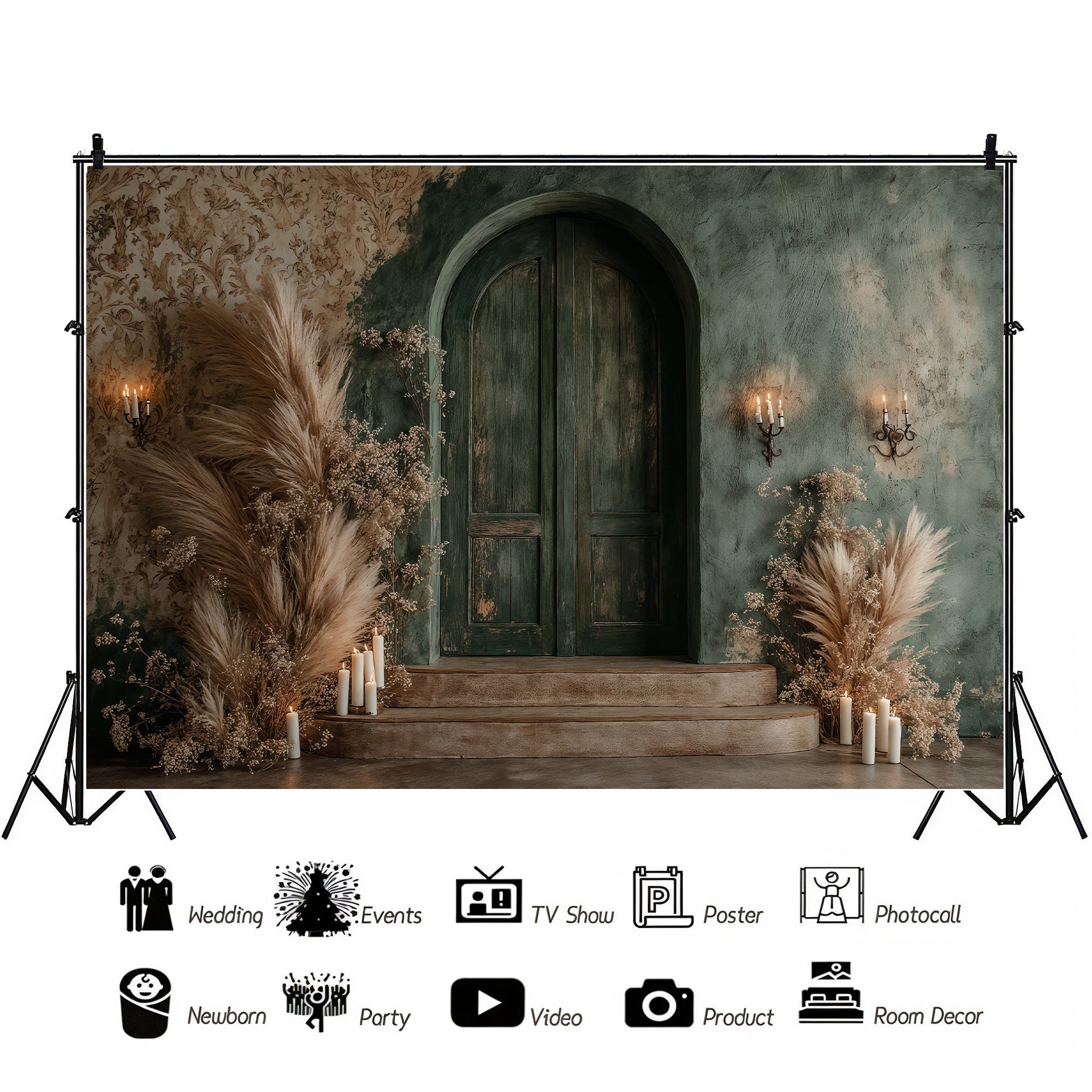 Boho Pampas Grass Archway Backdrop