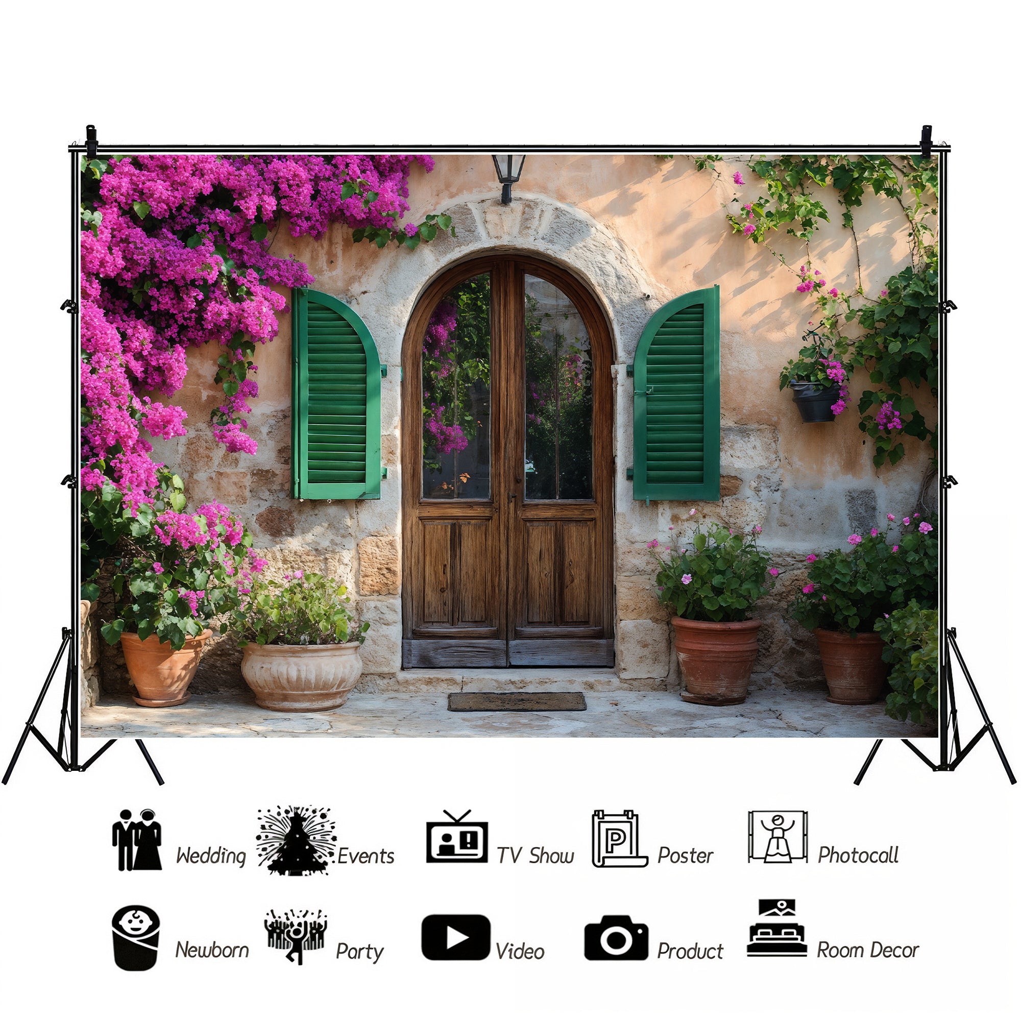 Rustic Stone Arch Doorway Backdrop