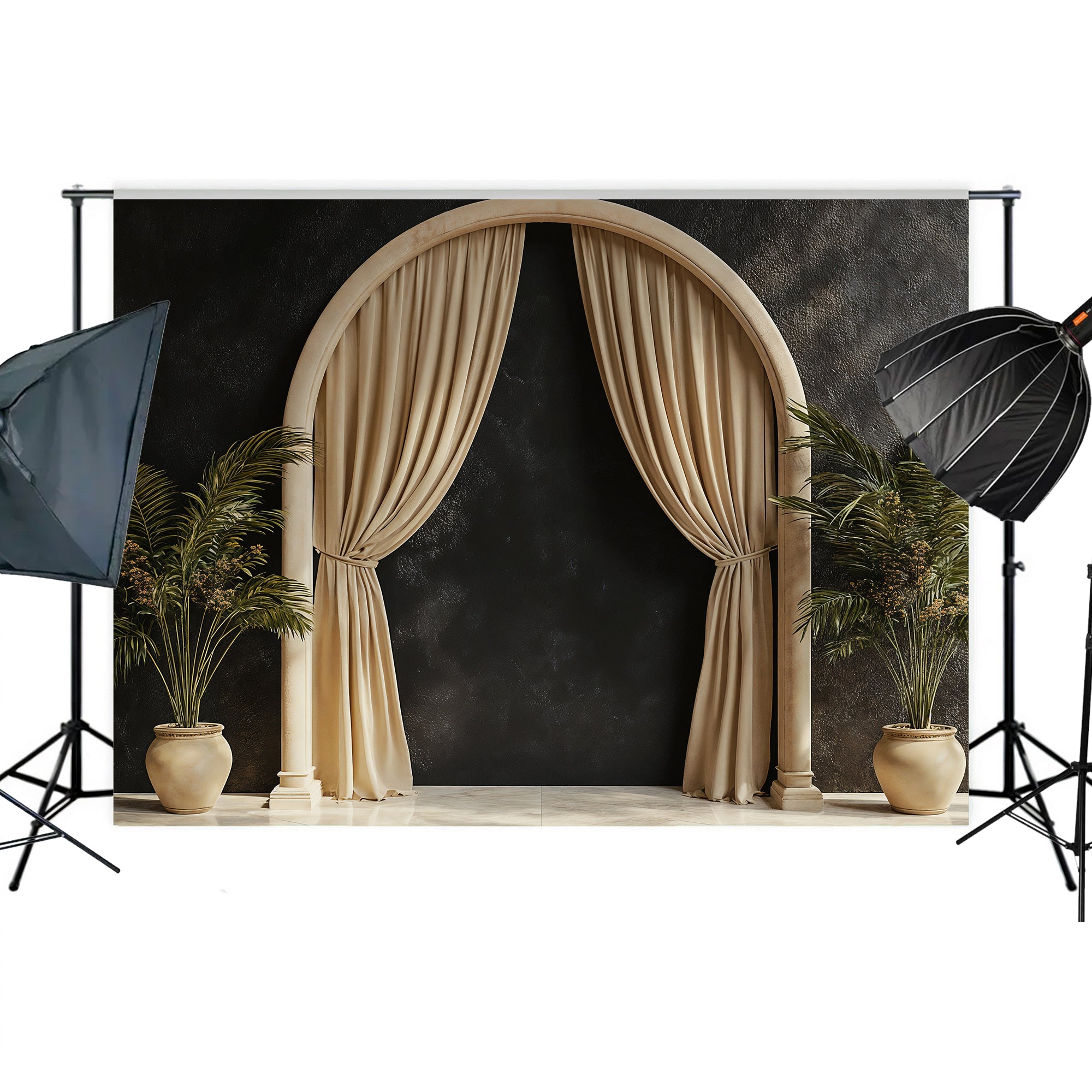 Elegant Archway with Palms Backdrop