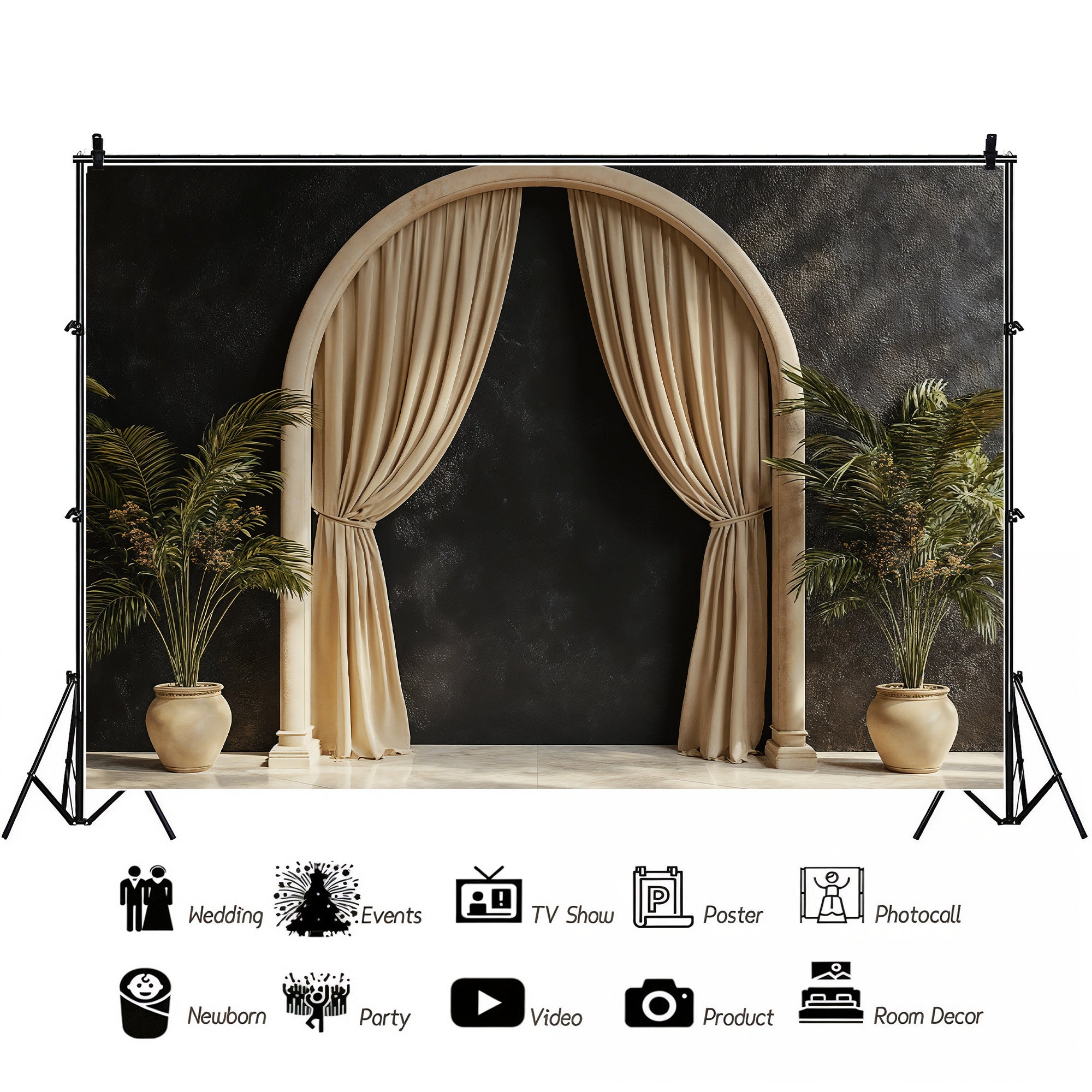 Elegant Archway with Palms Backdrop