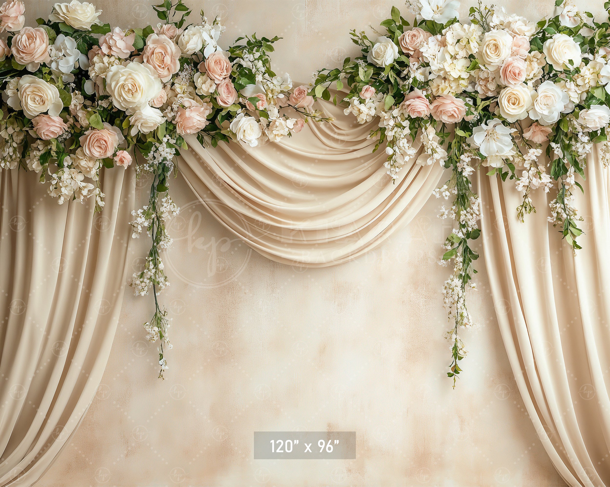 Elegant Floral Swag Curtains Backdrop