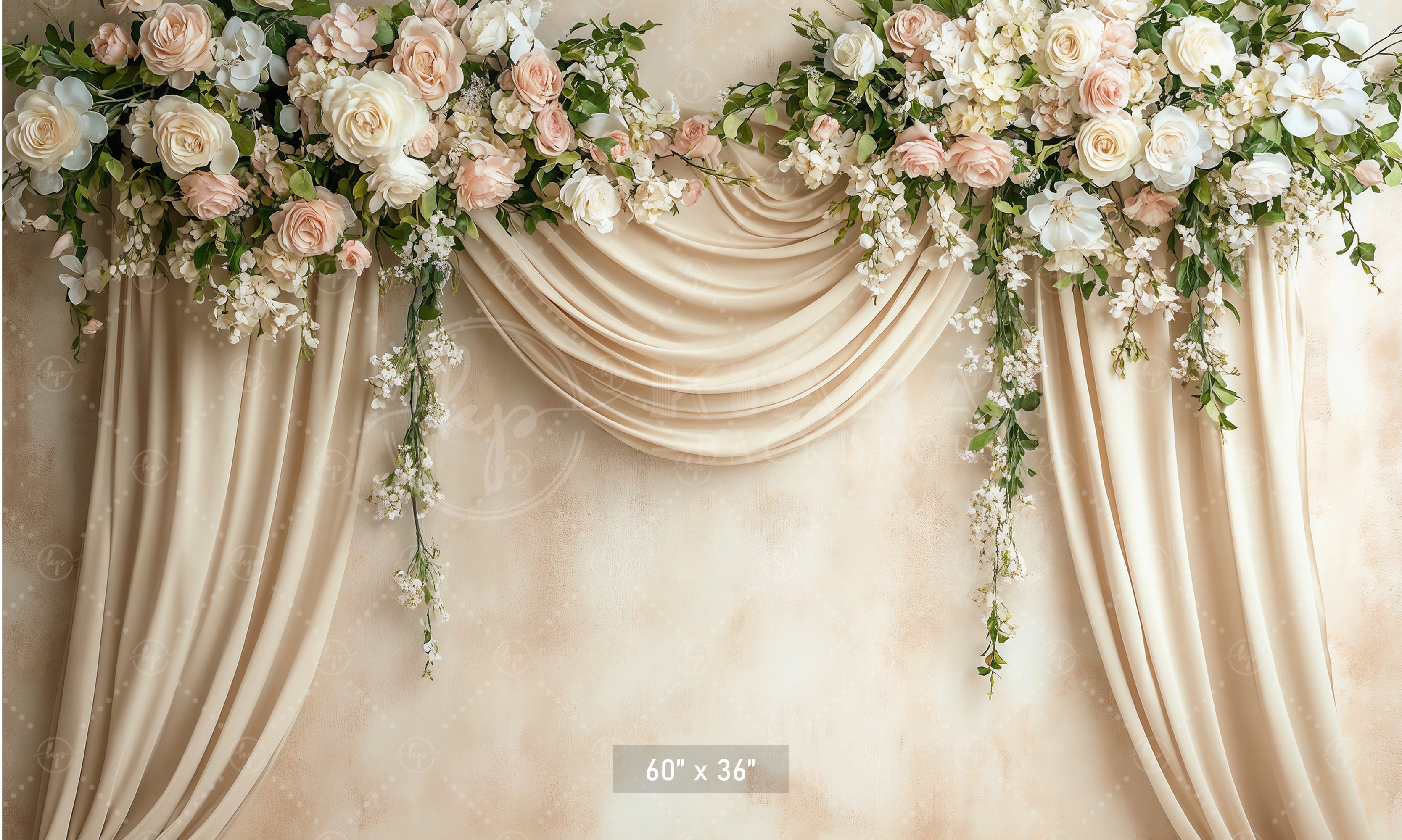 Elegant Floral Swag Curtains Backdrop