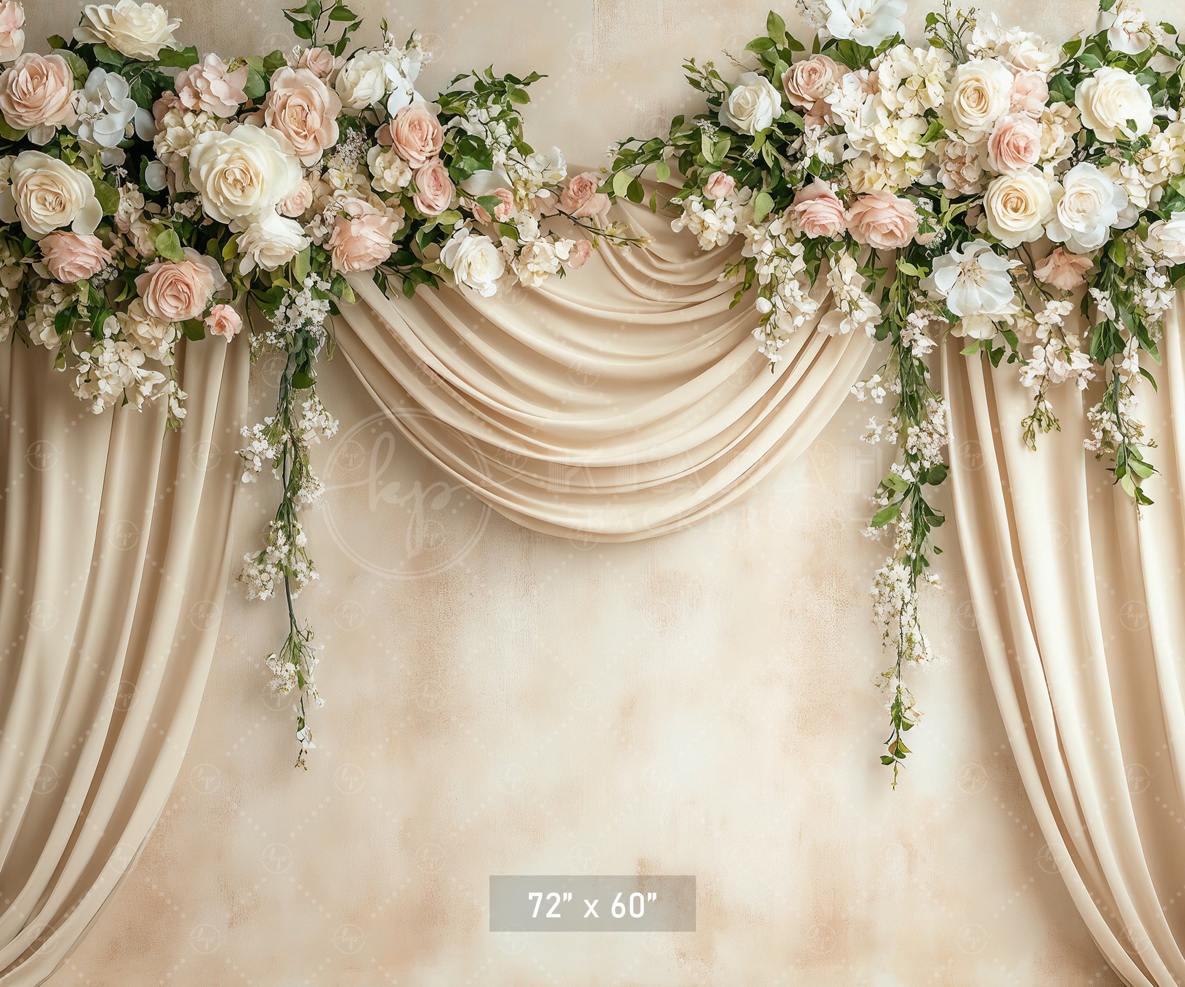 Elegant Floral Swag Curtains Backdrop