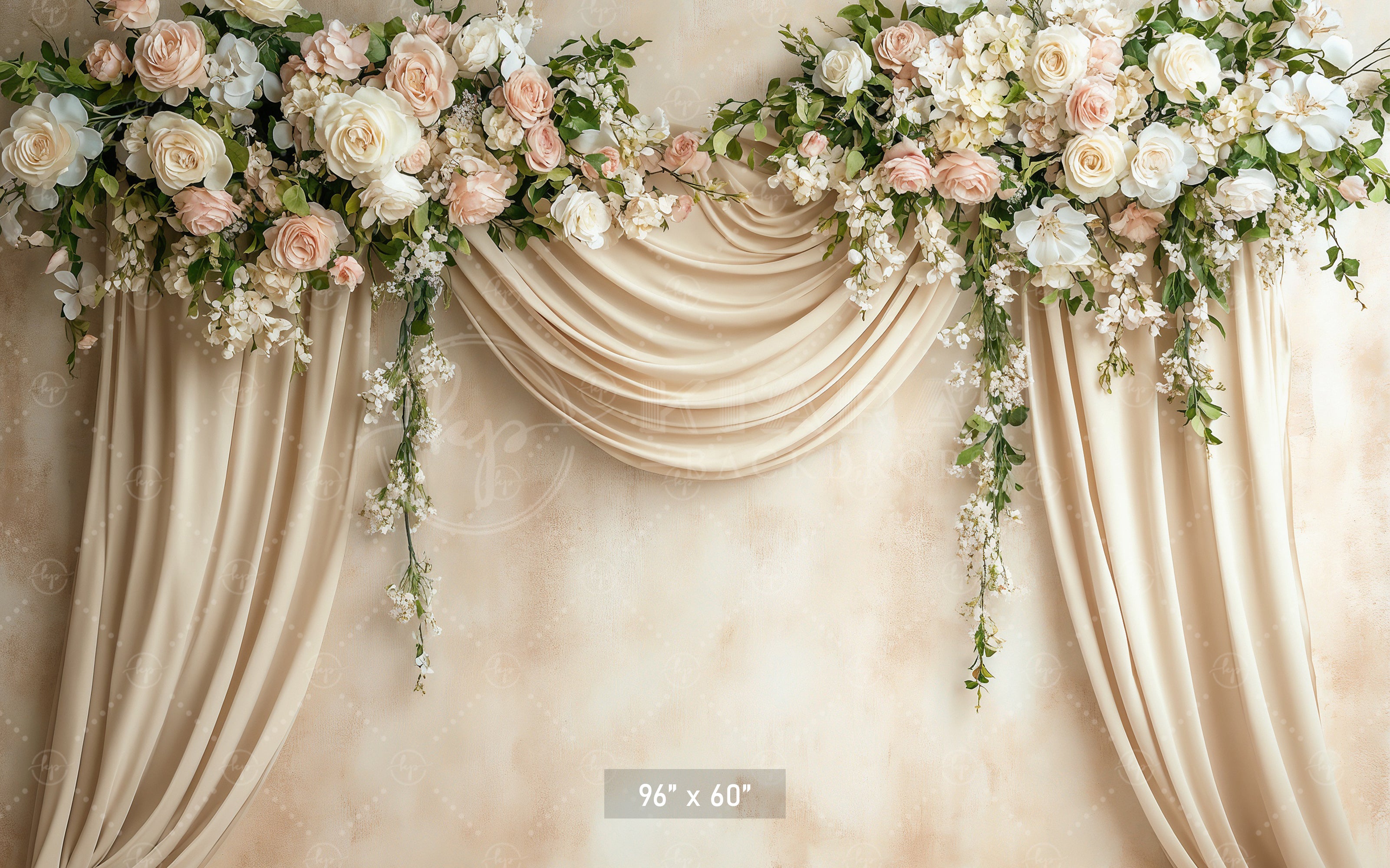 Elegant Floral Swag Curtains Backdrop