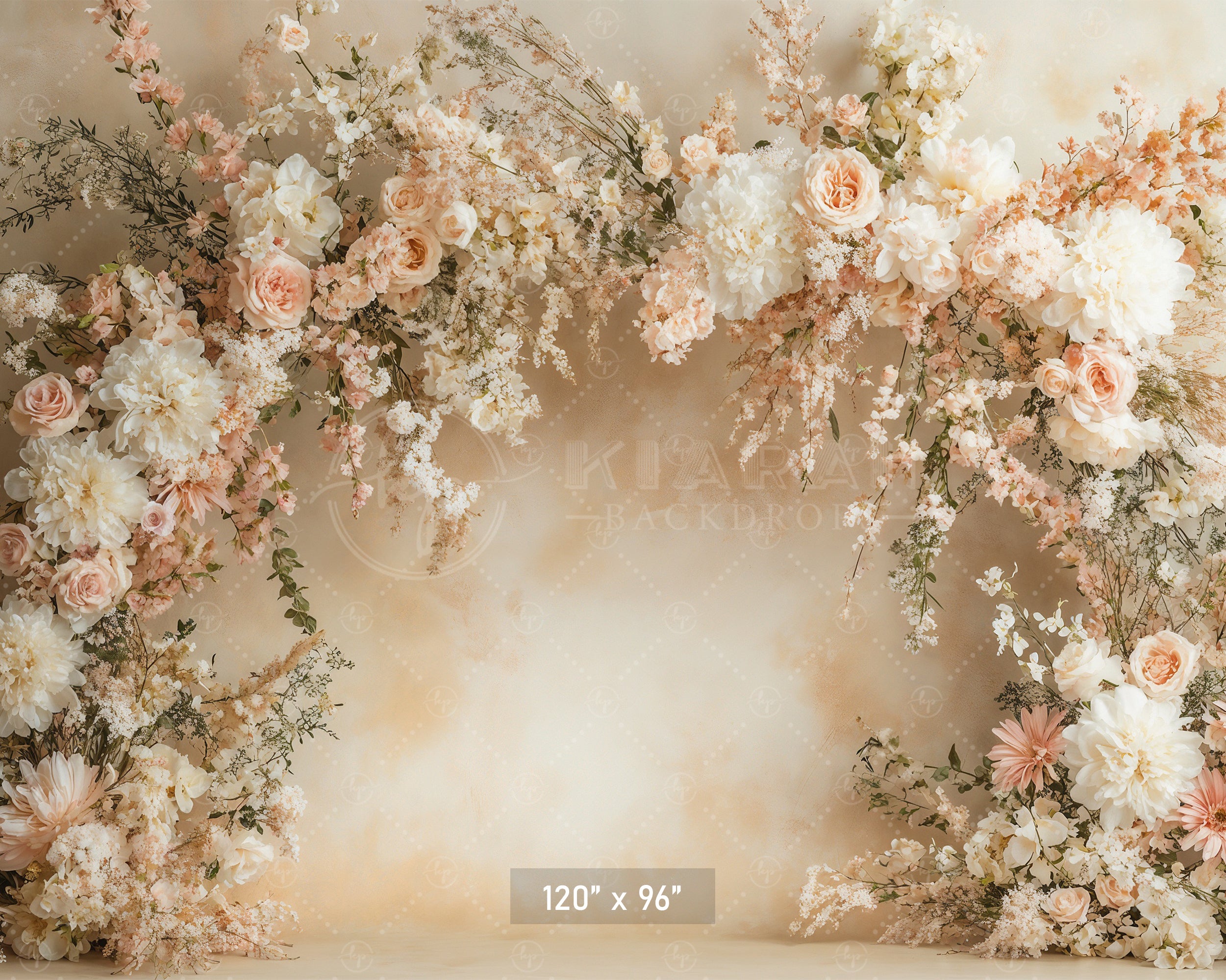 Romantic Blush Floral Arch Backdrop