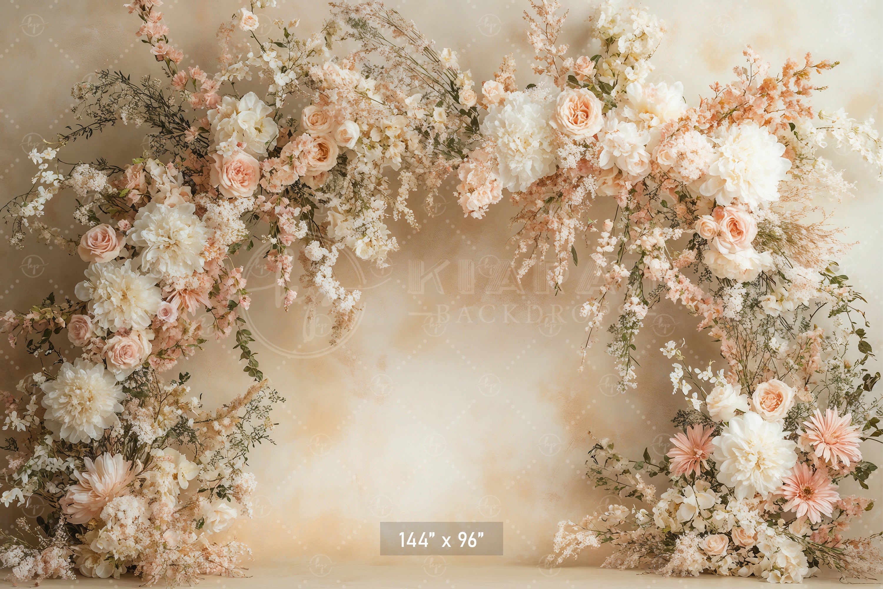 Romantic Blush Floral Arch Backdrop