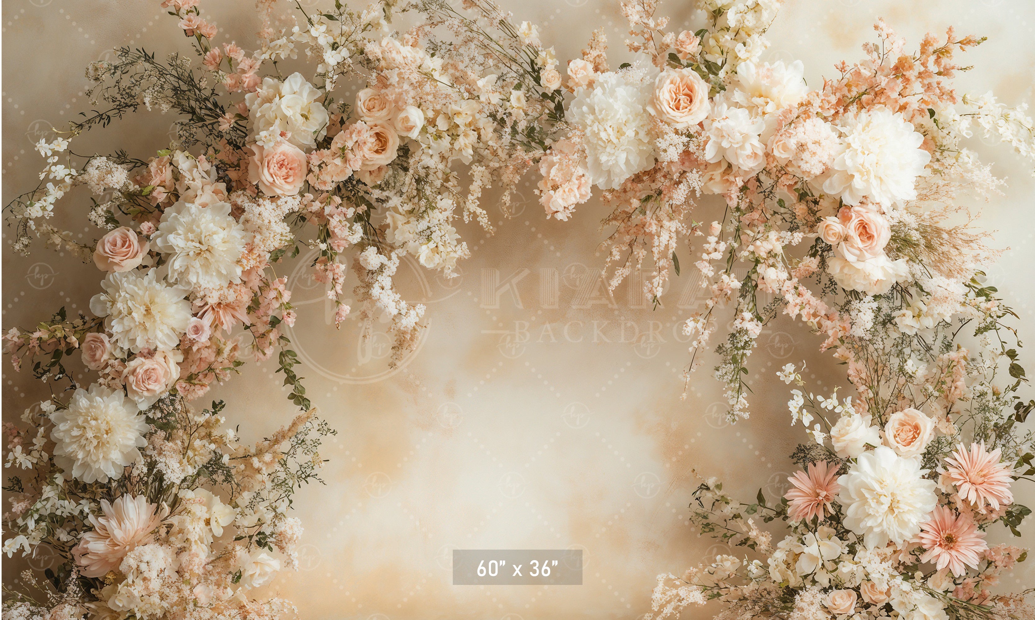 Romantic Blush Floral Arch Backdrop