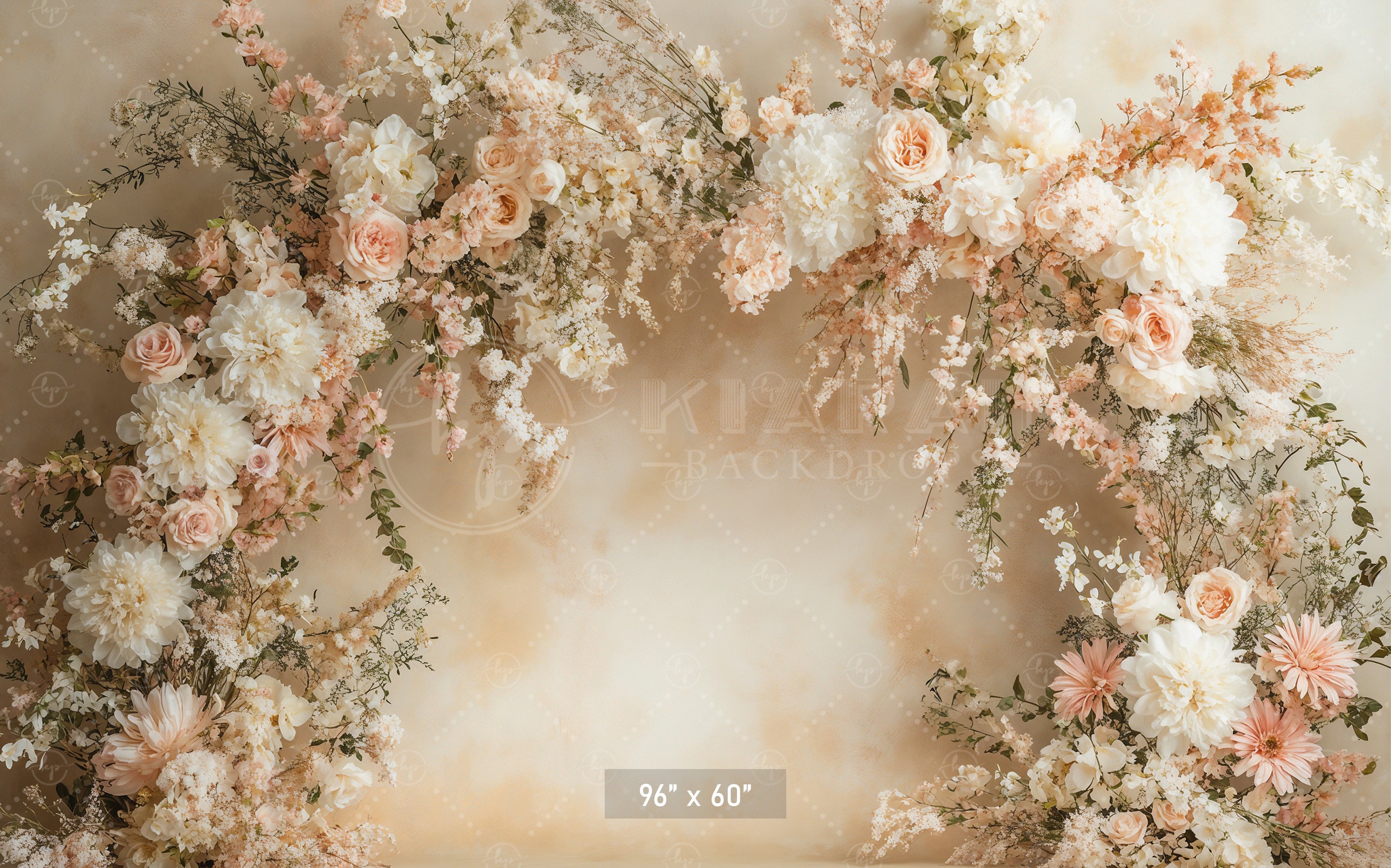 Romantic Blush Floral Arch Backdrop