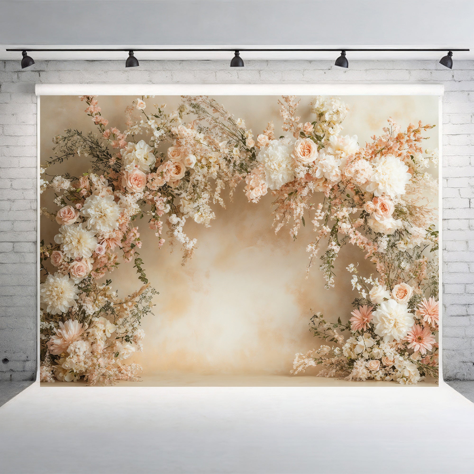 Romantic Blush Floral Arch Backdrop
