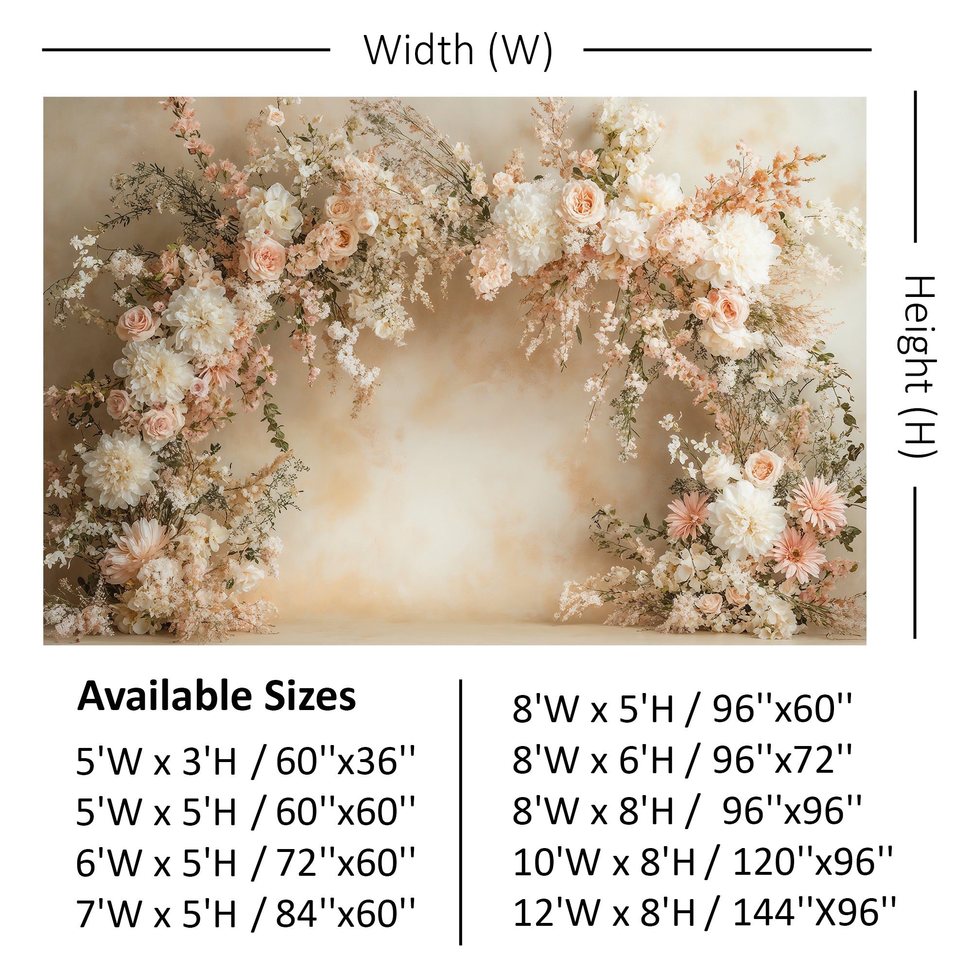 Romantic Blush Floral Arch Backdrop