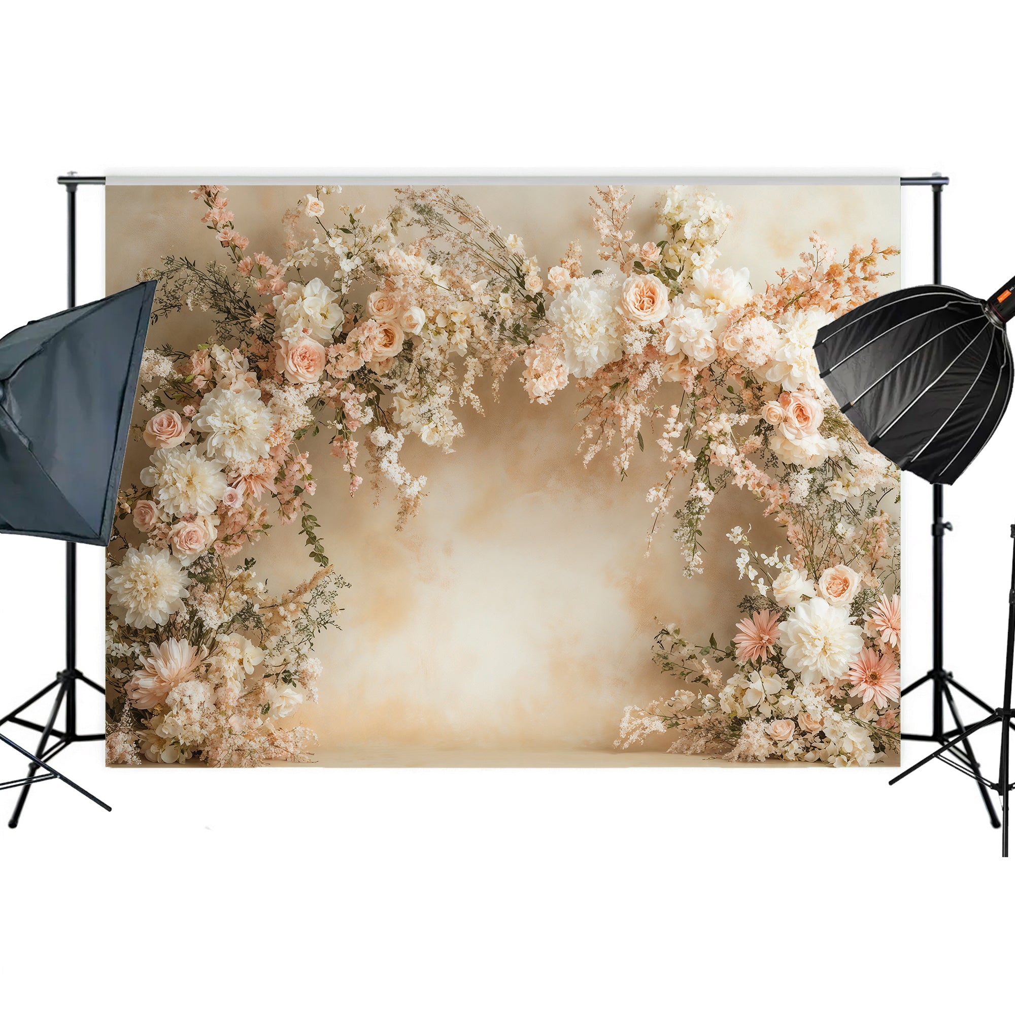 Romantic Blush Floral Arch Backdrop