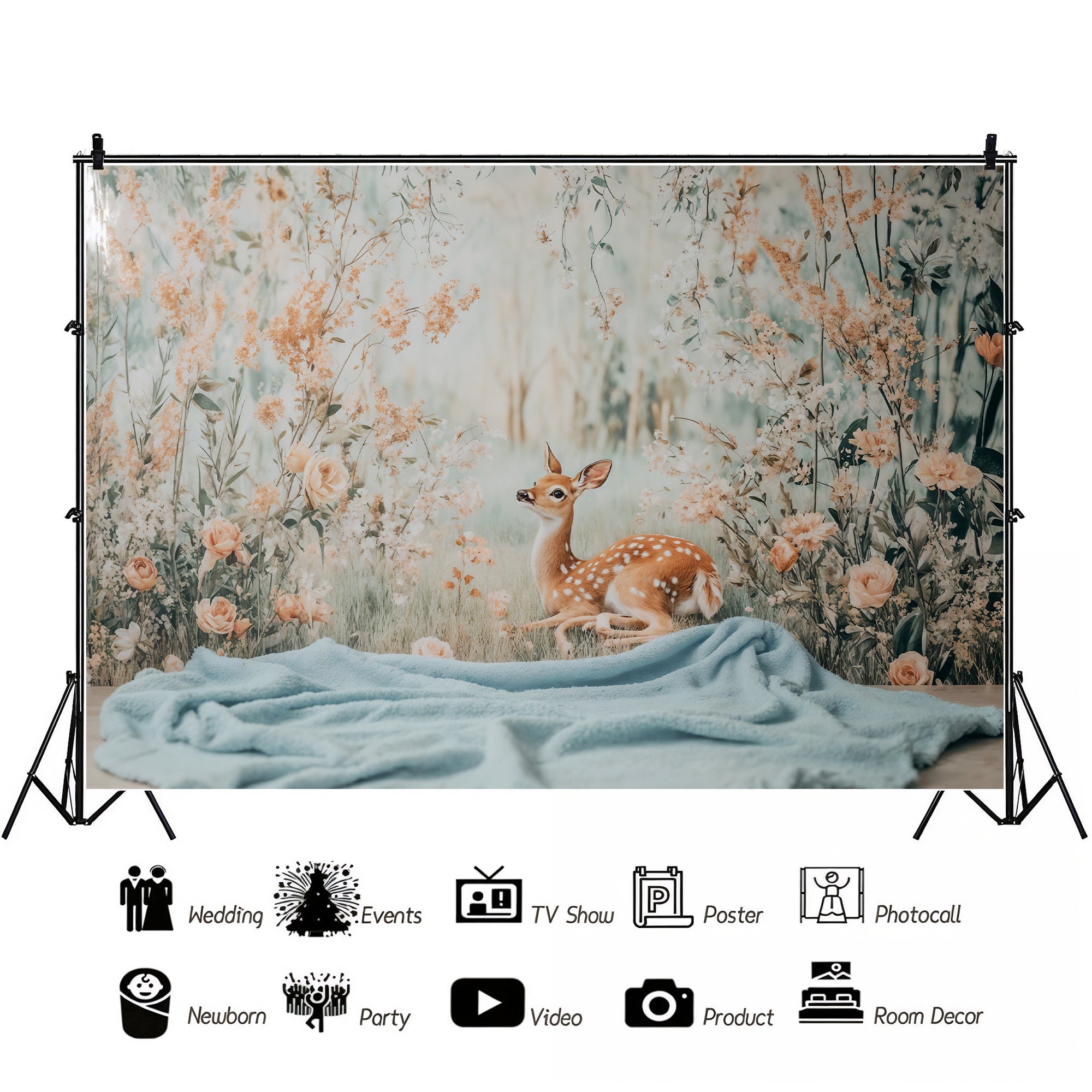Whimsical Woodland Fawn Backdrop