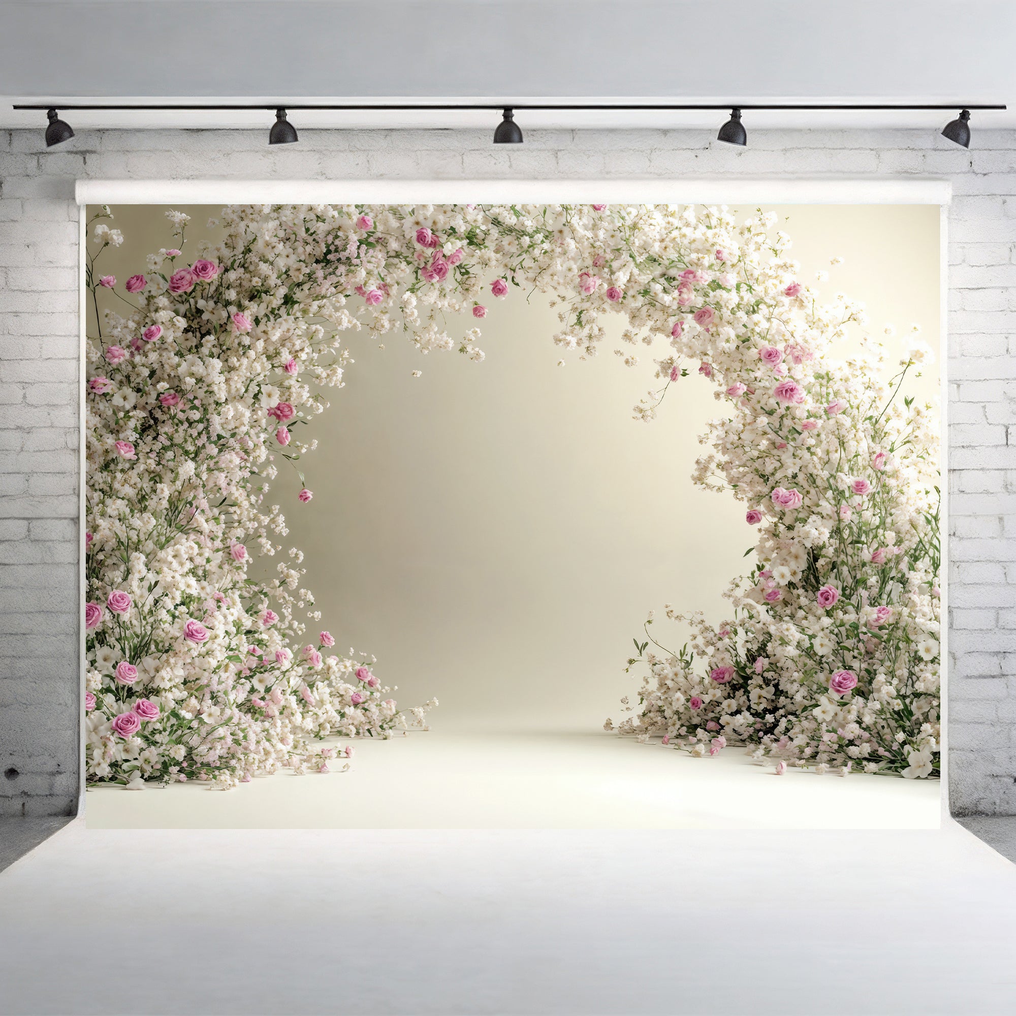 Baby's Breath & Rose Arch Backdrop