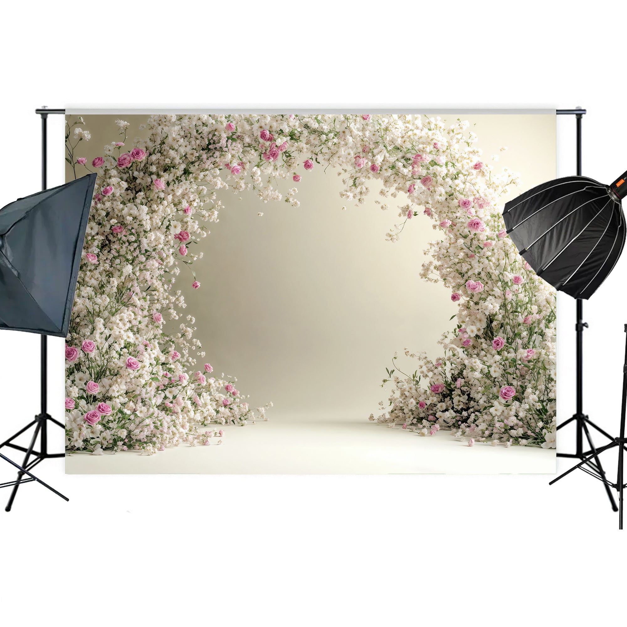 Baby's Breath & Rose Arch Backdrop