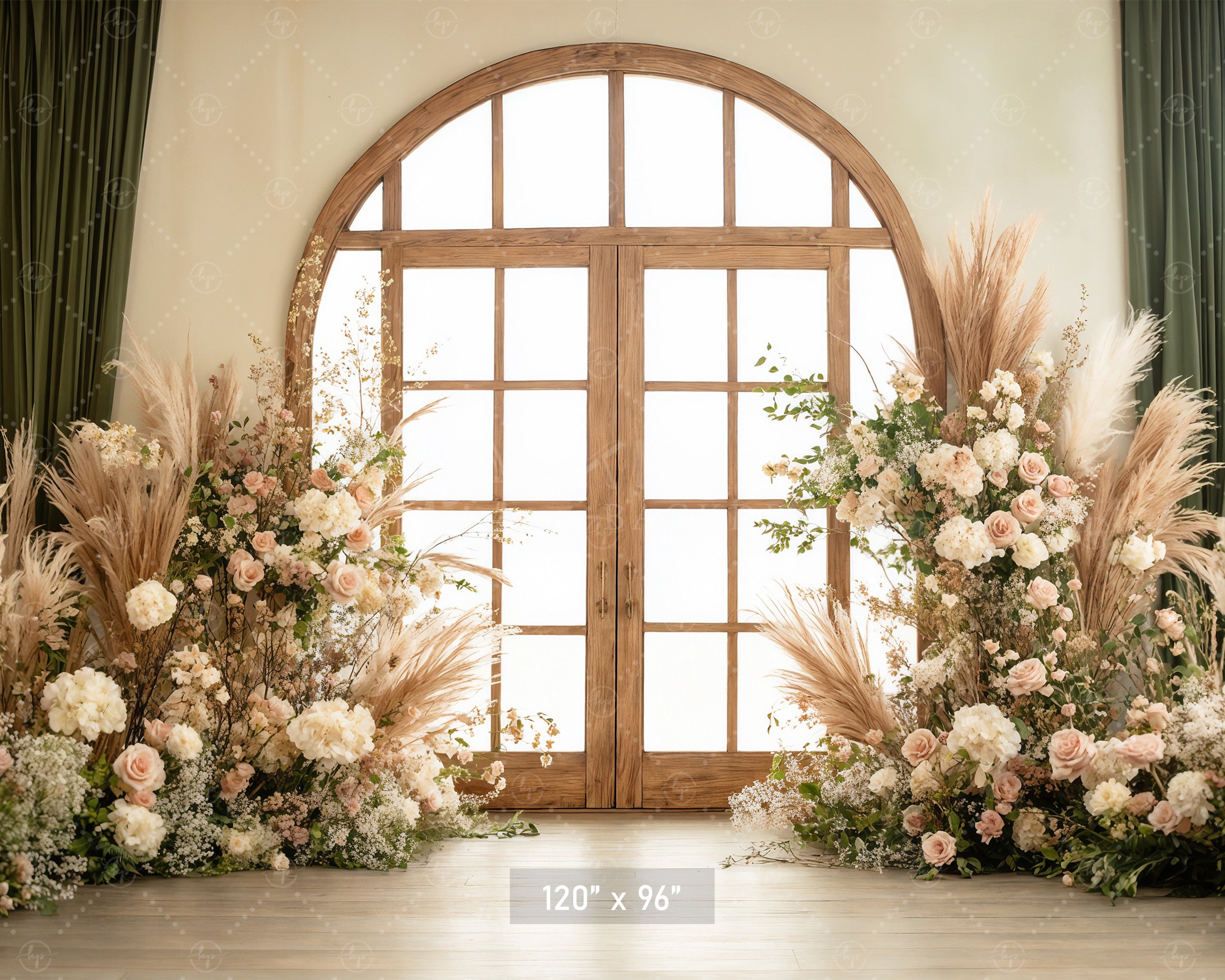 Sunlit Conservatory Door with Pampas Backdrop