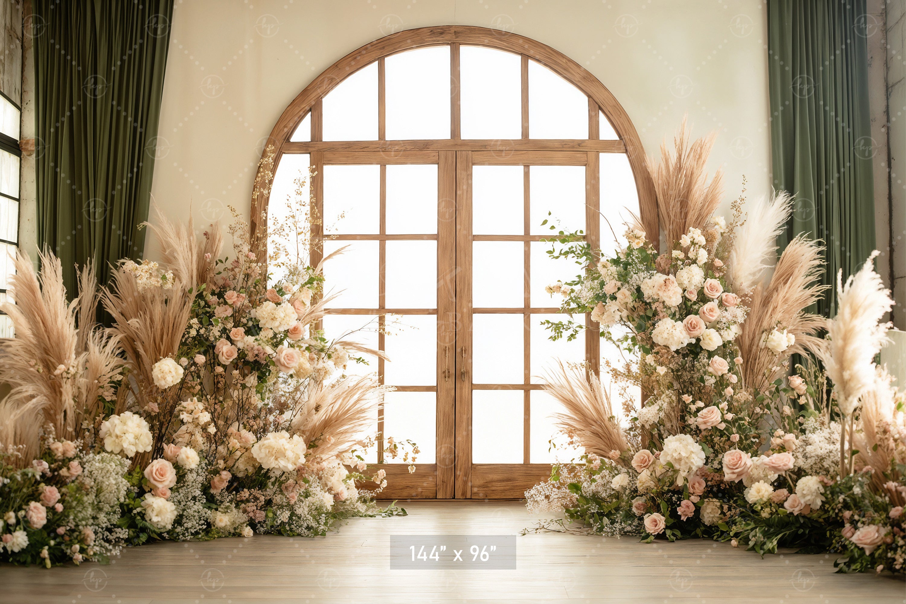 Sunlit Conservatory Door with Pampas Backdrop