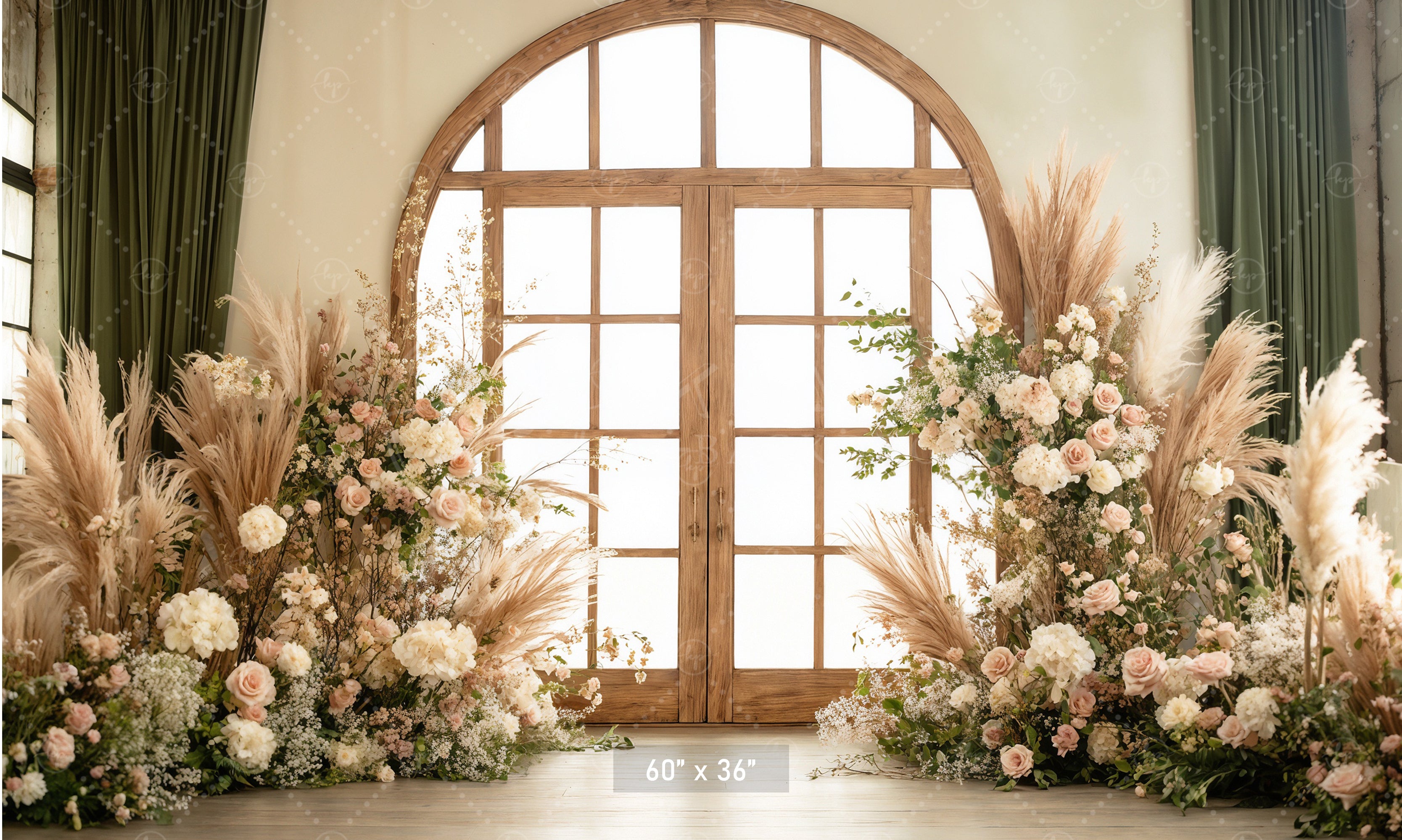 Sunlit Conservatory Door with Pampas Backdrop