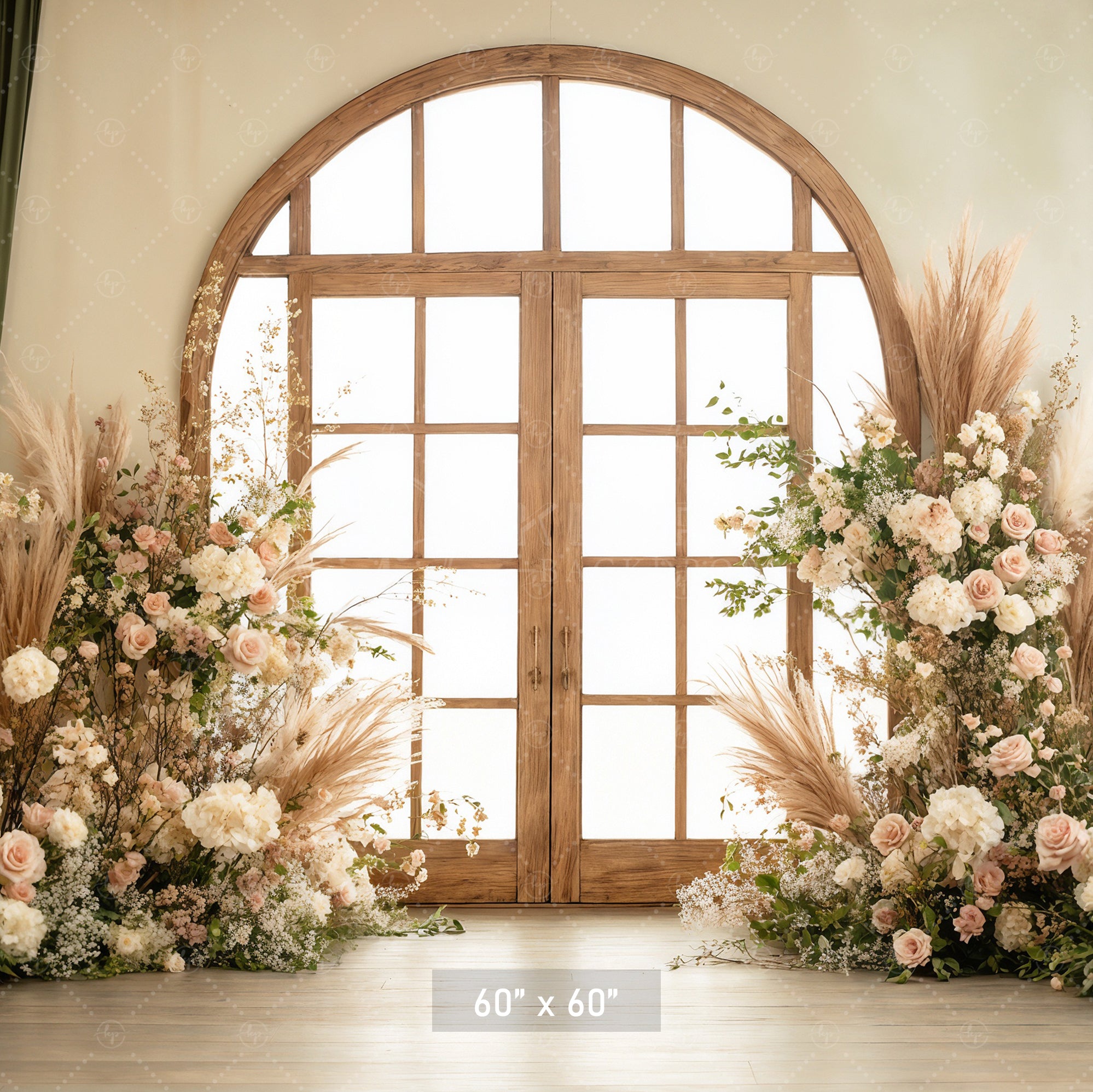 Sunlit Conservatory Door with Pampas Backdrop